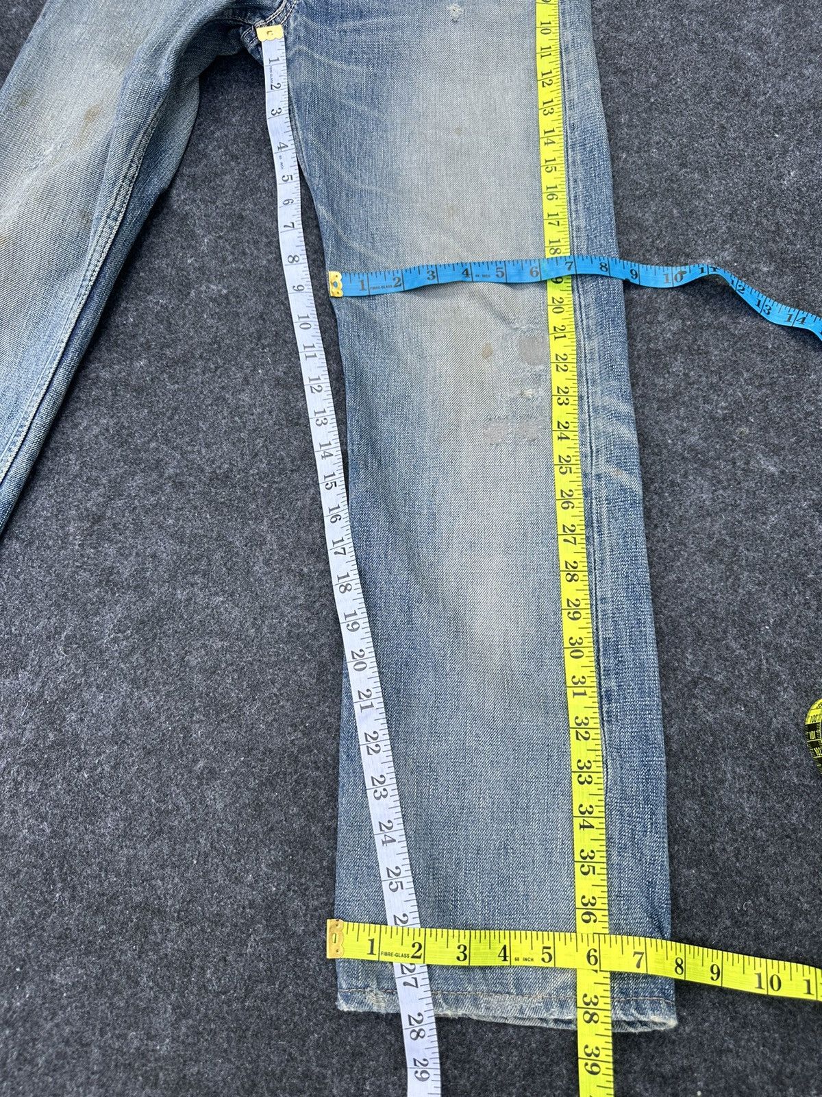 KOJIMA GENES × OMNIGOD × Vintage Omnigod Vintage Fly Button Selvedge Distressed Denim D7 Size US 28 / EU 44 - 6 Thumbnail