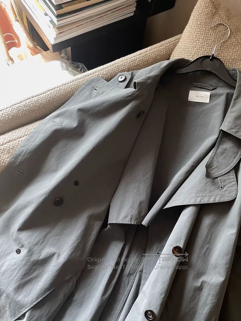 The Row The Row Double-Breasted Smoky Gray Showpiece Trench Coat Size S / US 4 / IT 40 - 3 Thumbnail