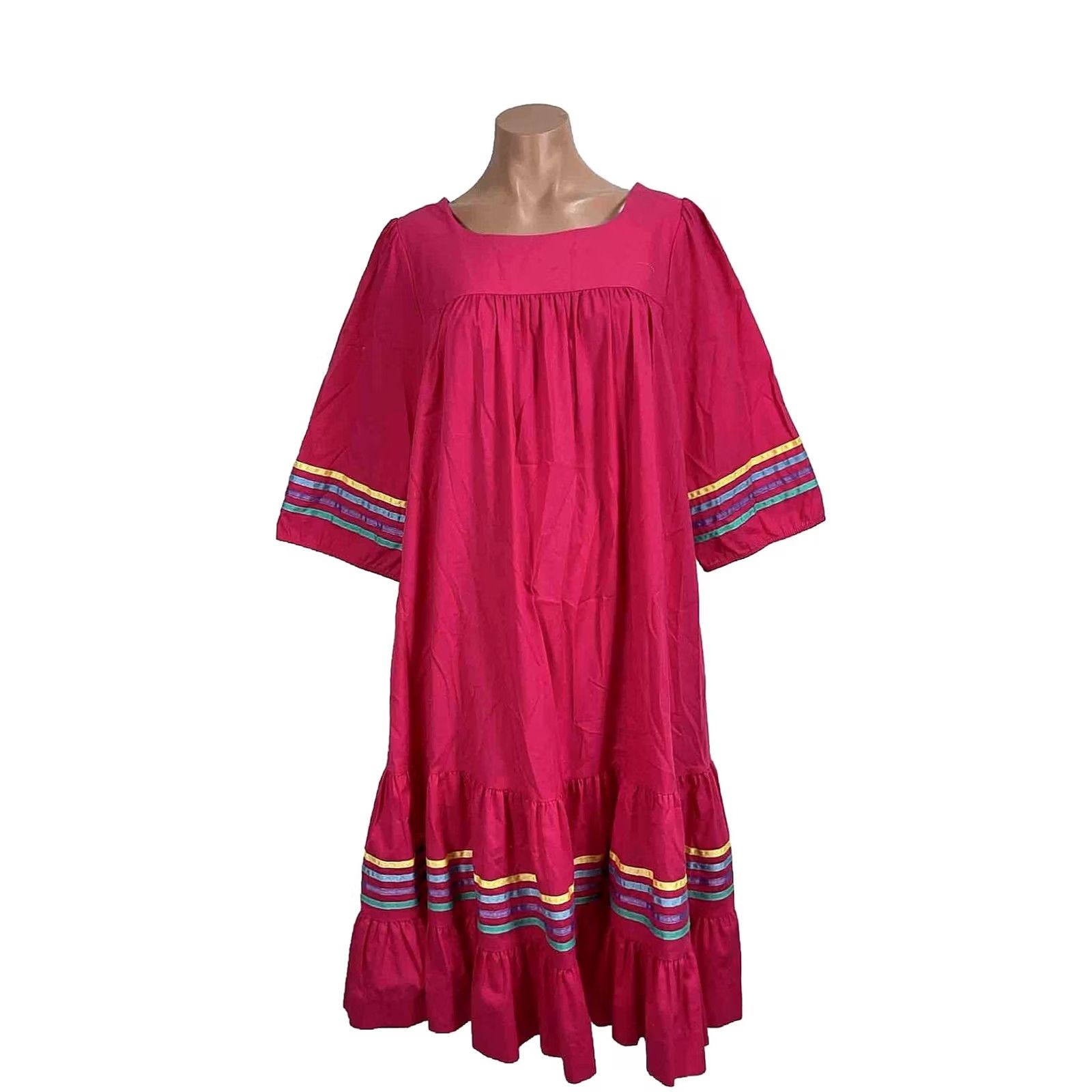 Vintage VINTAGE California Dynasty Mod Caftan Dress O/S Pink 70s GoGo Summer/Beach Womens Size L / US 10 / IT 46 - 2 Thumbnail