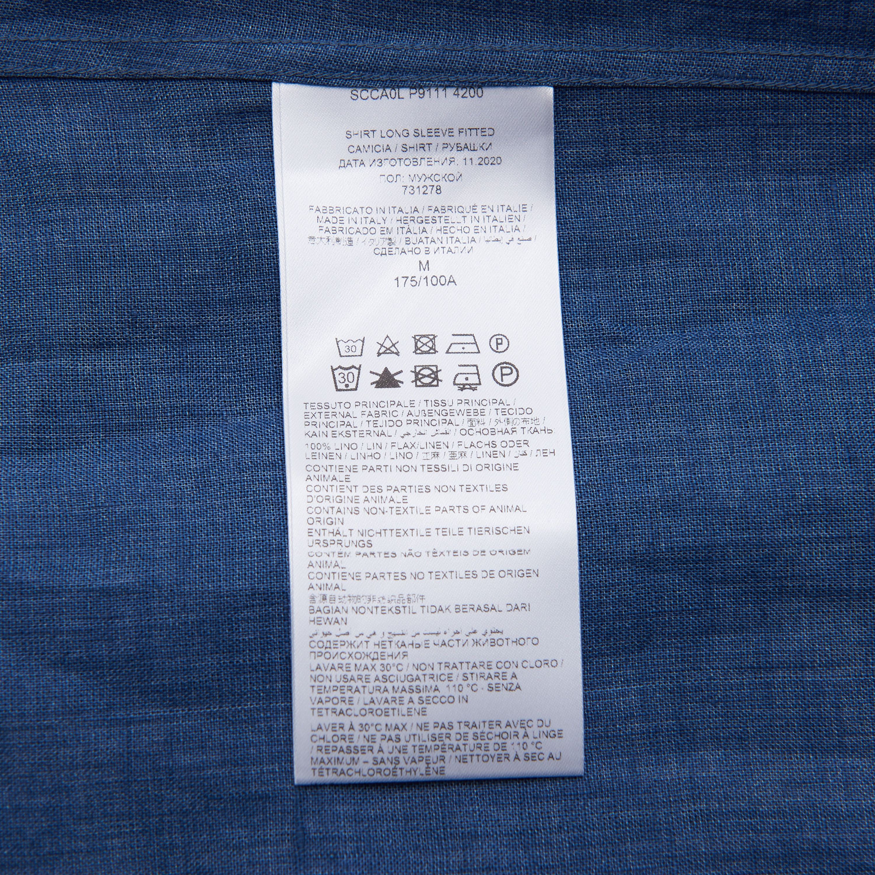 Brioni Royal Blue Linen Shirt - Longsleeve, Fitted Size US M / EU 48-50 / 2 - 11 Thumbnail