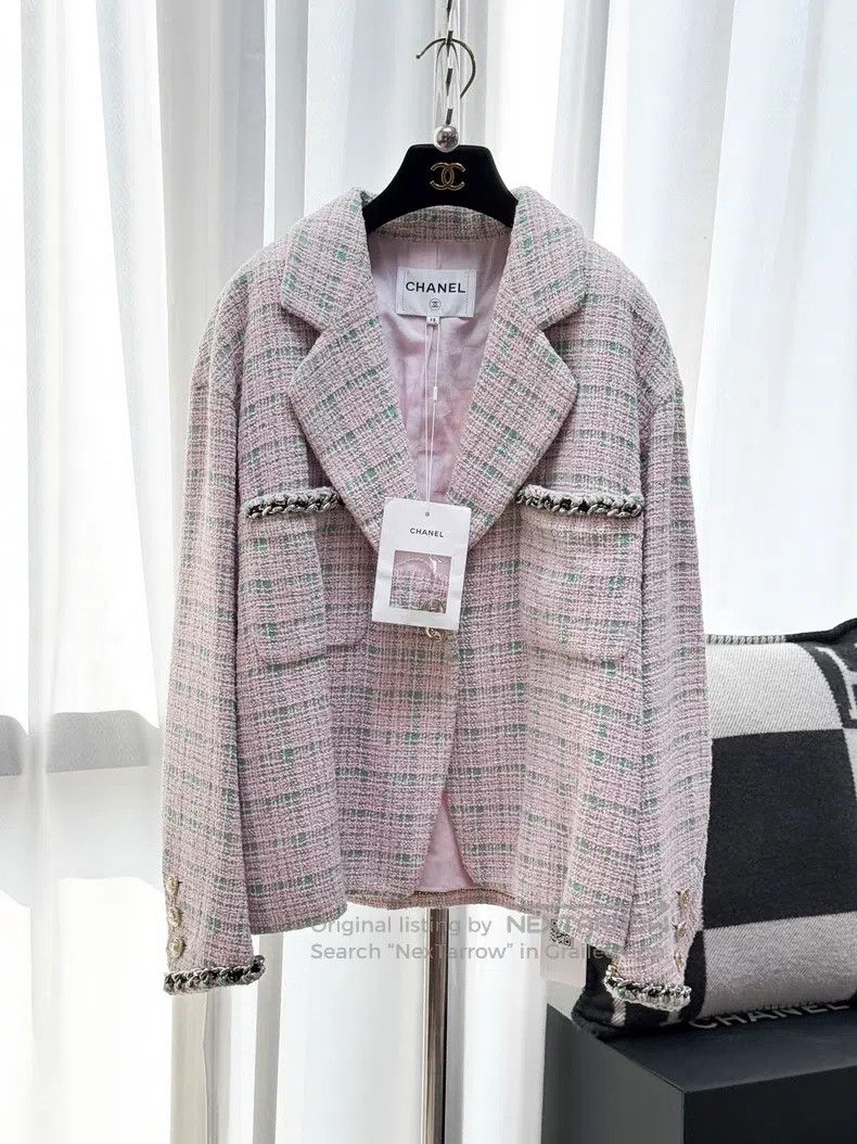 Chanel Chanel Green plaid two-pocket crystal buckle long-sleeved Size XS / US 0-2 / IT 36-38 - 1 Thumbnail