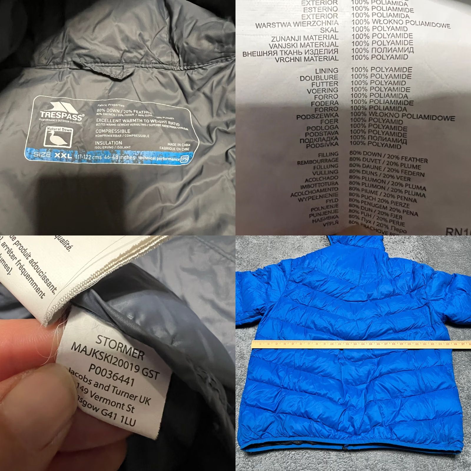 Vintage Trespass Down Jacket Mens XXL Quilted Coat Blue Hooded Stormer flaw Hole by pocket Regular Mens 2XL Jacket Puffer Blue Size US XXL / EU 58 / 5 - 8 Thumbnail