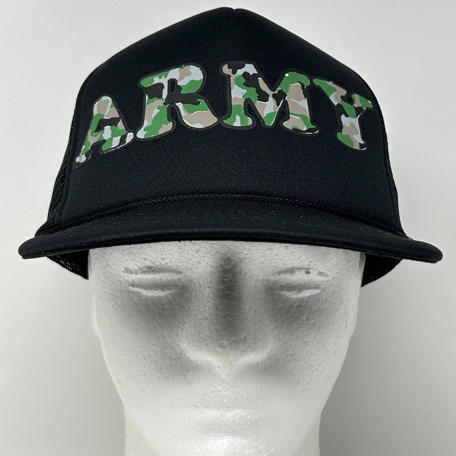 Vintage Vintage US Army Trucker Hat Cap Black 80s Camouflage Size ONE SIZE - 2 Thumbnail