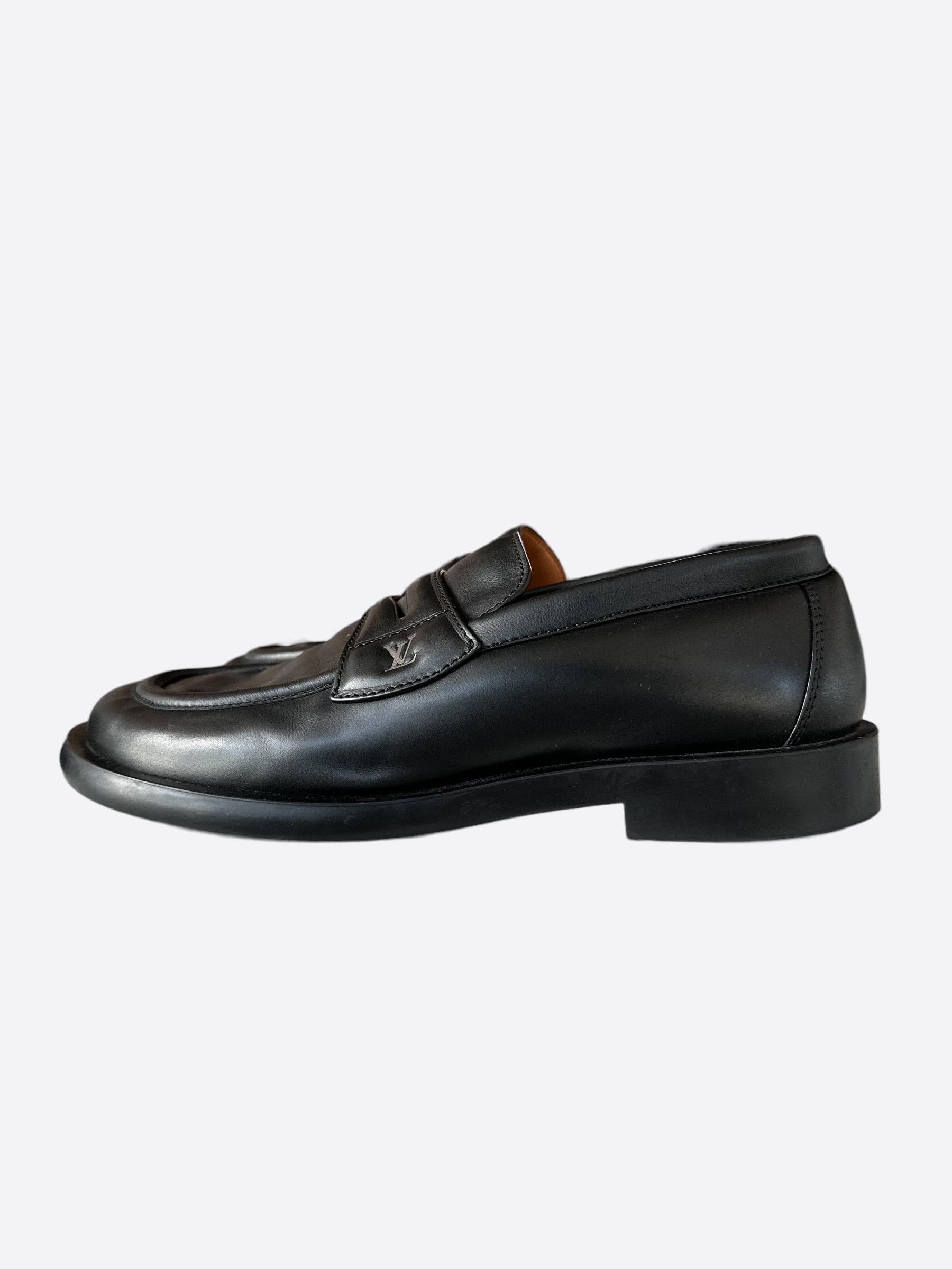 Louis Vuitton Louis Vuitton Black & Silver Logo Dandy Loafers Size US 11 / EU 44 - 3 Thumbnail