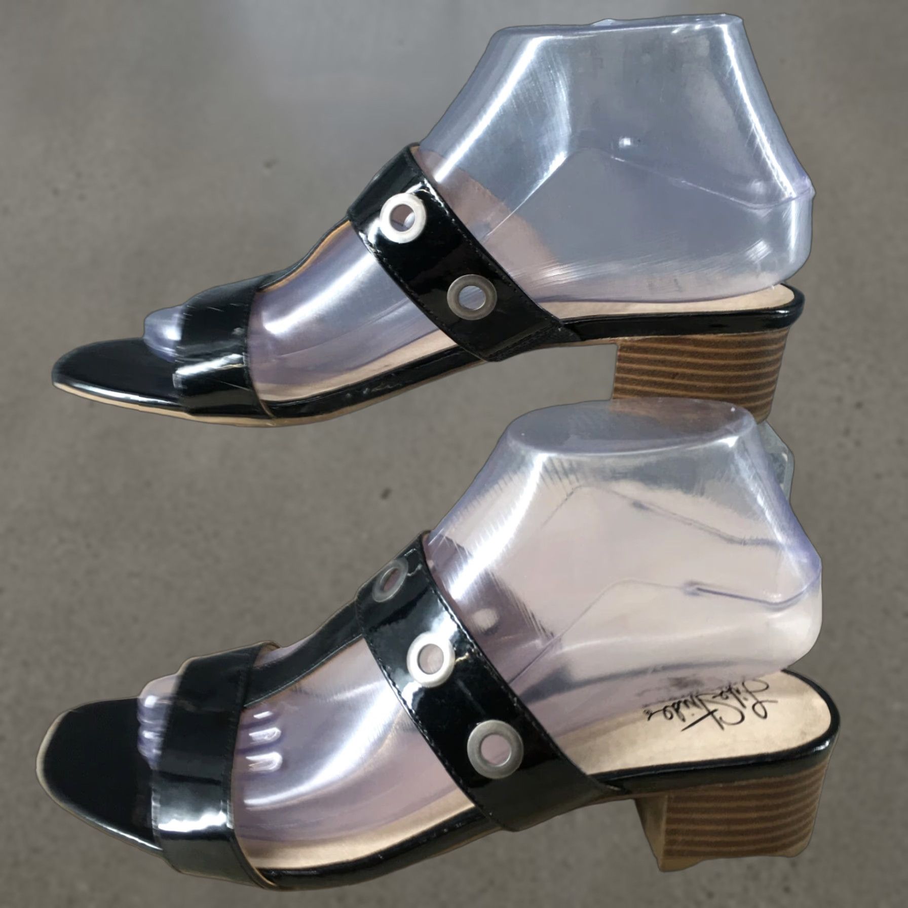 Vintage LifeStride Sandals Womens 8 M Marceline Strappy Block Heels Black Patent Leather Sandals Women Black Patent Leather Size US 8 / IT 38 - 1 Thumbnail