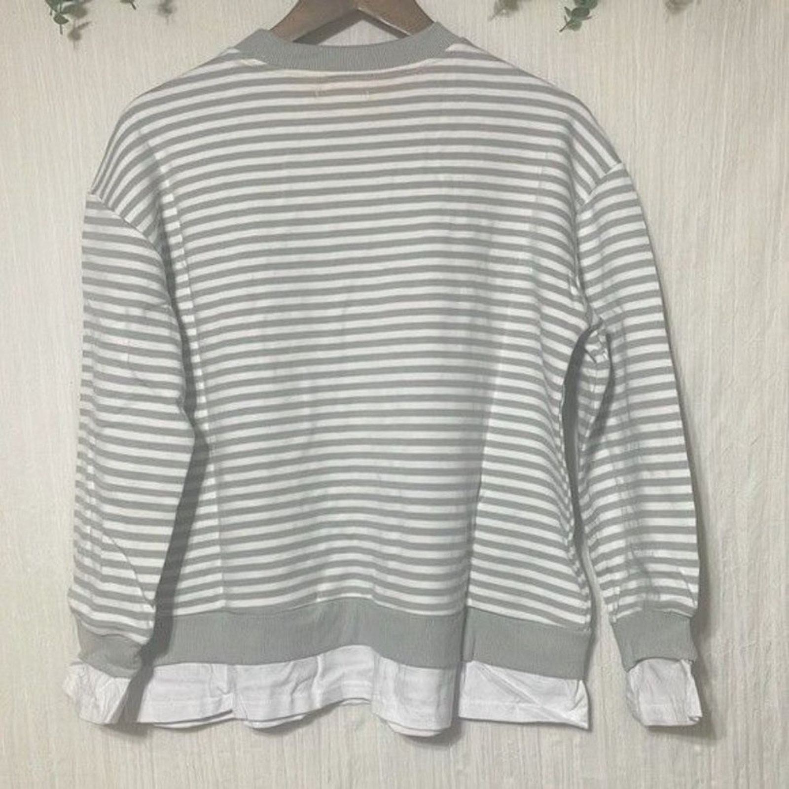 Nordstrom Cali Be Gray Striped Layered Oversized Sweatshirt New Medium Size M / US 6-8 / IT 42-44 - 5 Thumbnail