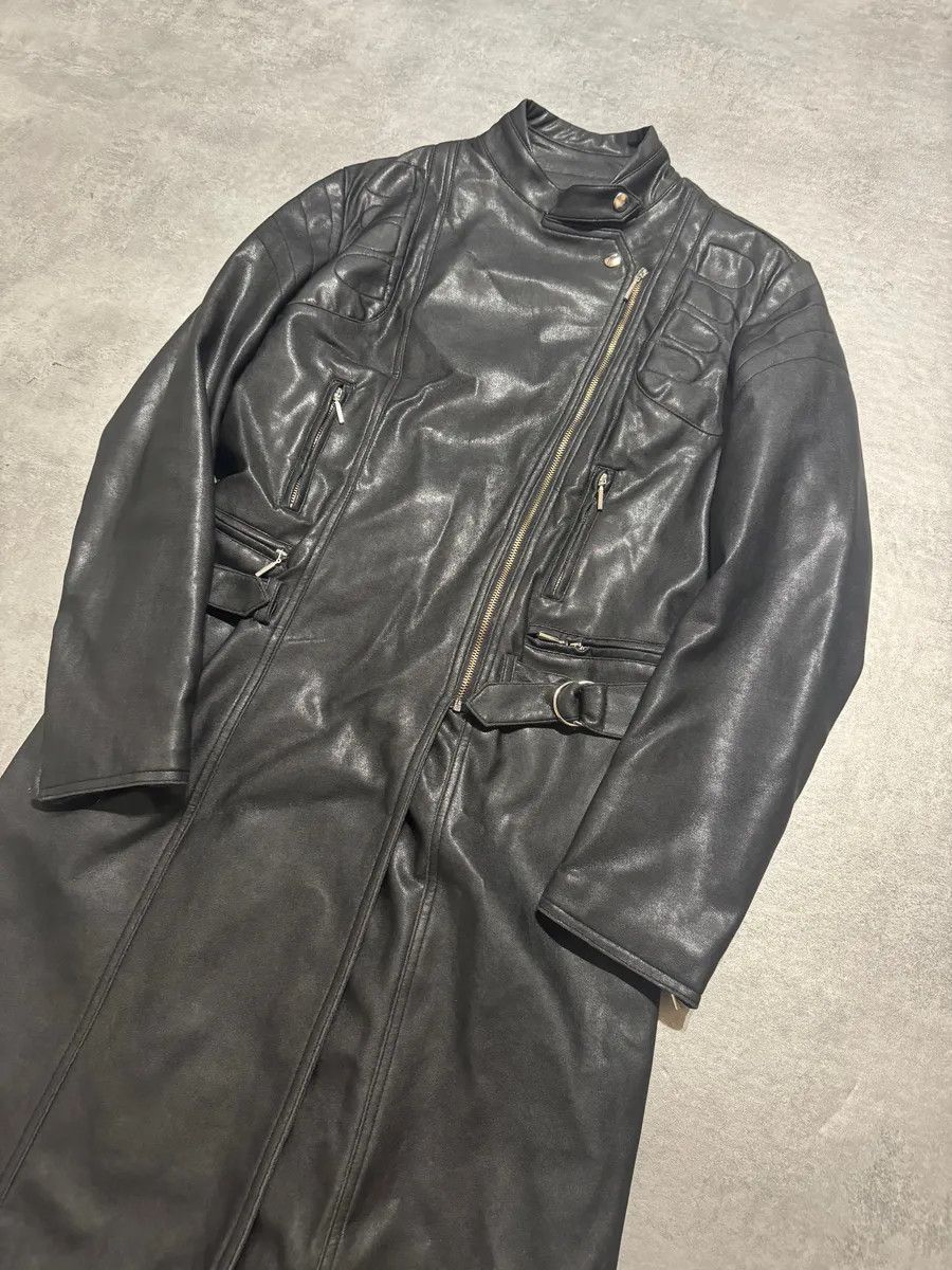 Vintage 2000s Plein Sud Asymmetrical Black Padded Leather Trench Jacket Size US XS / EU 42 / 0 - 8 Thumbnail