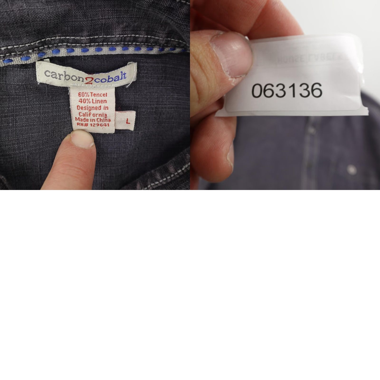 Carbon2Cobalt Carbon2Cobalt Button-Up Shirt Mens Large Gray Long Sleeve Tencel Linen Blend Casual Workwear Size US L / EU 52-54 / 3 - 8 Thumbnail