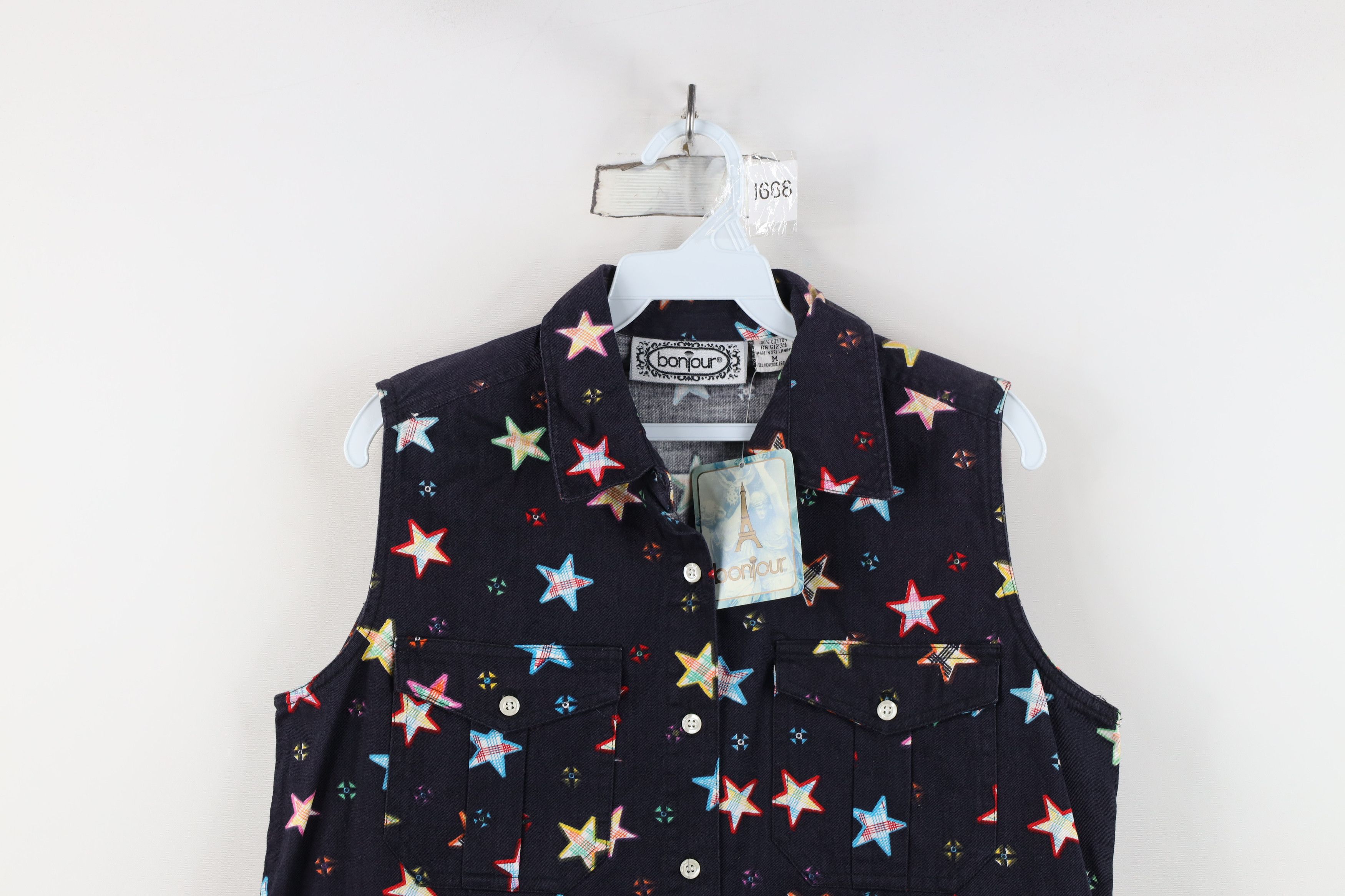 Vintage Deadstock Vintage 90s Streetwear Sleeveless Button Shirt Size M / US 6-8 / IT 42-44 - 2 Thumbnail