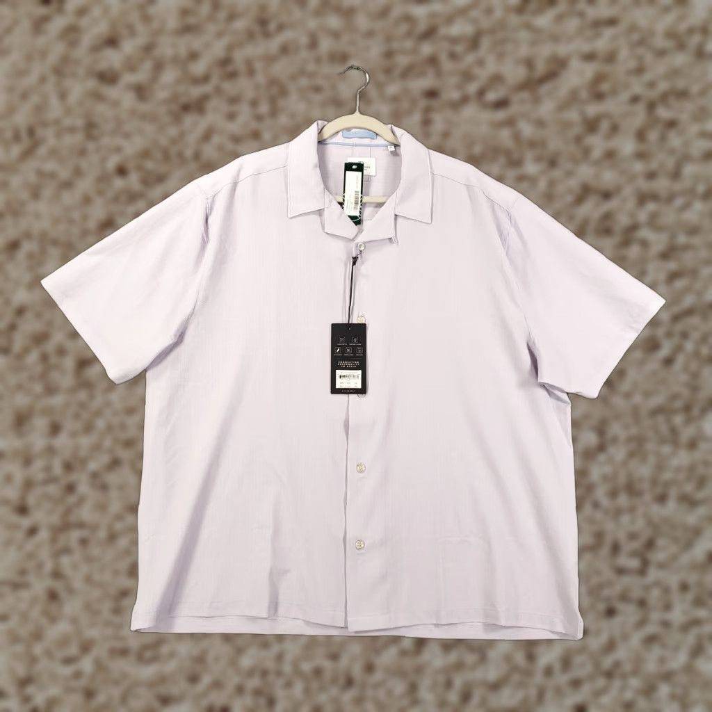 7 Diamonds Shirt New Mens 3XL Button Up Collared Spread Classic NWT Pink Polyester Spandex Blend Geometric Short Sleeve Fold?