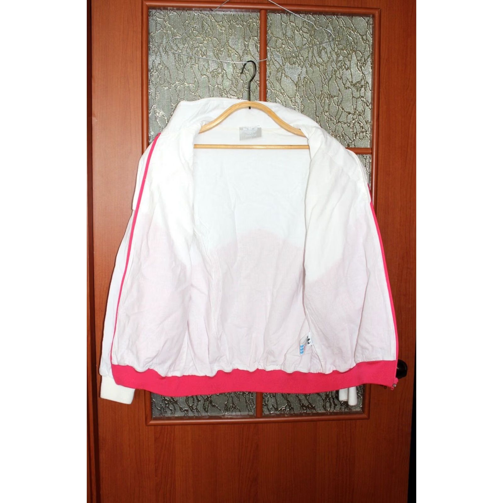 Adidas VINTAGE Adidas Track Jacket Shirt Unisex Adults XL White/Pink Cotton Zip Sleeve Long Regular 1980s Men Women Boys Girls Size US M / EU 48-50 / 2 - 4 Thumbnail