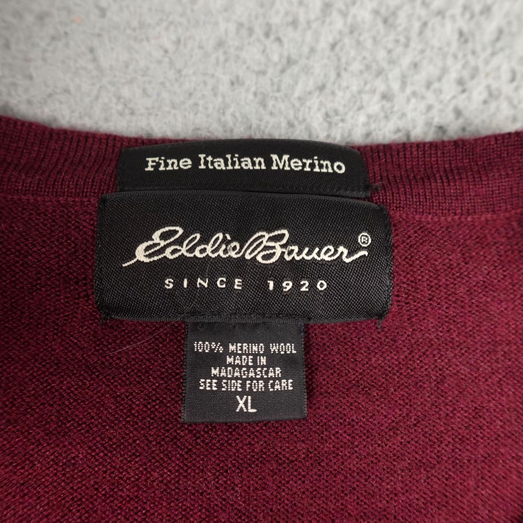 Eddie Bauer Eddie Bauer Sweater Mens XL Burgundy Fine Italian Merino Wool V Neck Pullover Size US XL / EU 56 / 4 - 2 Thumbnail