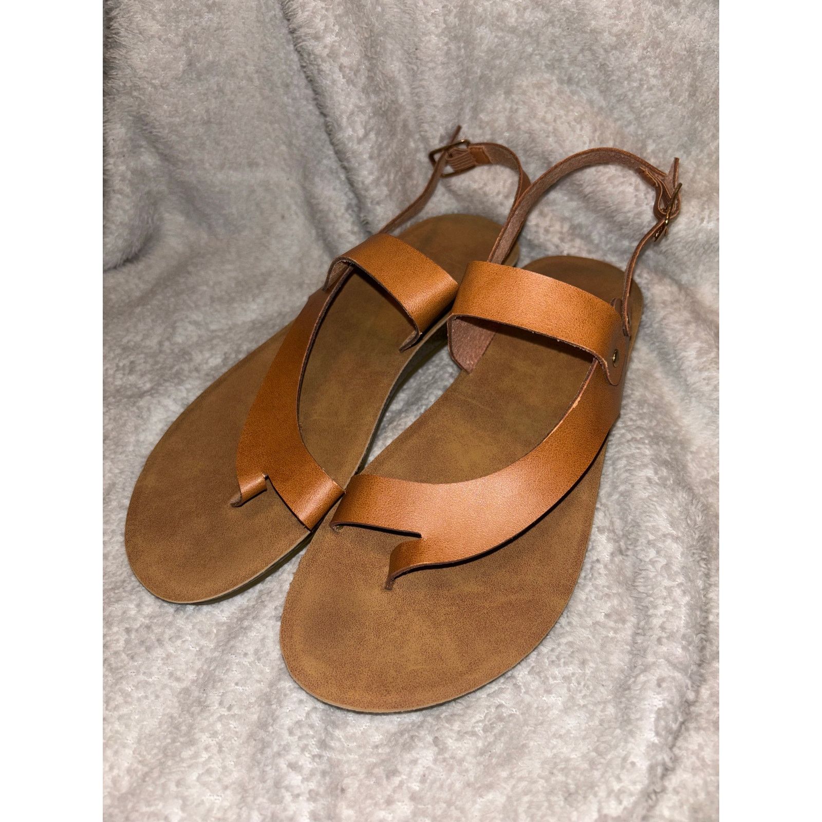The Unbranded Brand Brown Leather Sandals Size 39/US 8.5 Size US 8.5 / IT 38.5 - 2 Thumbnail