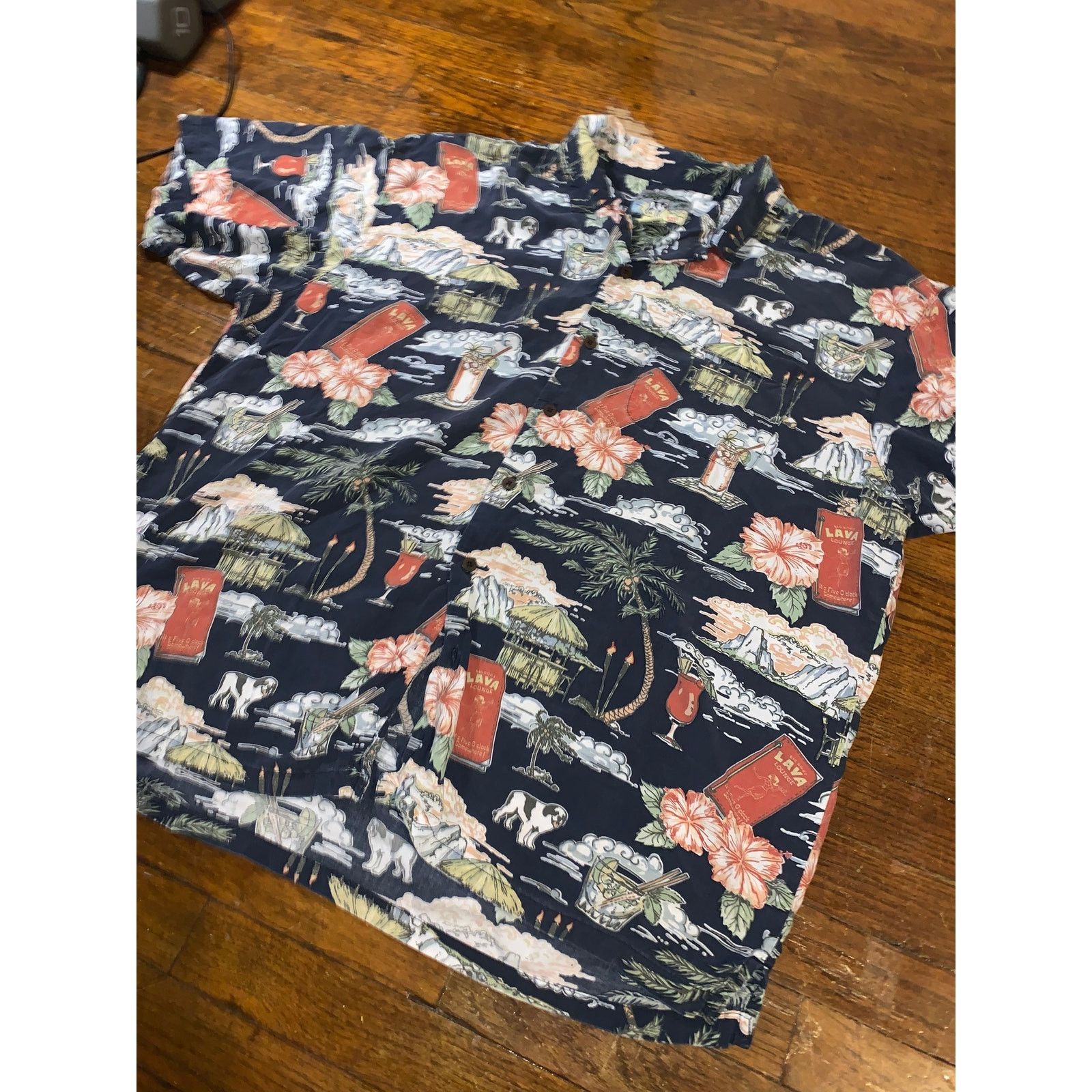 Big Dogs × Vintage Big Dogs Hawaiian Shirt XL Navy Rayon Aloha Camp Shirt 90s Size US XL / EU 56 / 4 - 7 Thumbnail