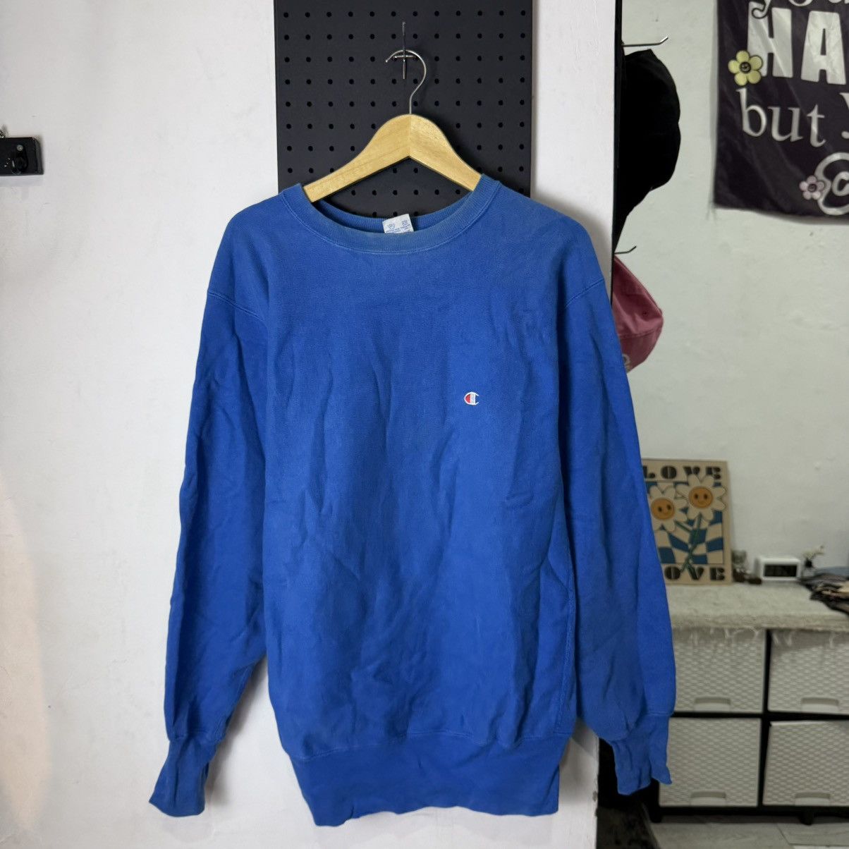 Champion Vintage CHAMPION reverse weave blue logo sweatshirt Size US L / EU 52-54 / 3 - 1 Thumbnail