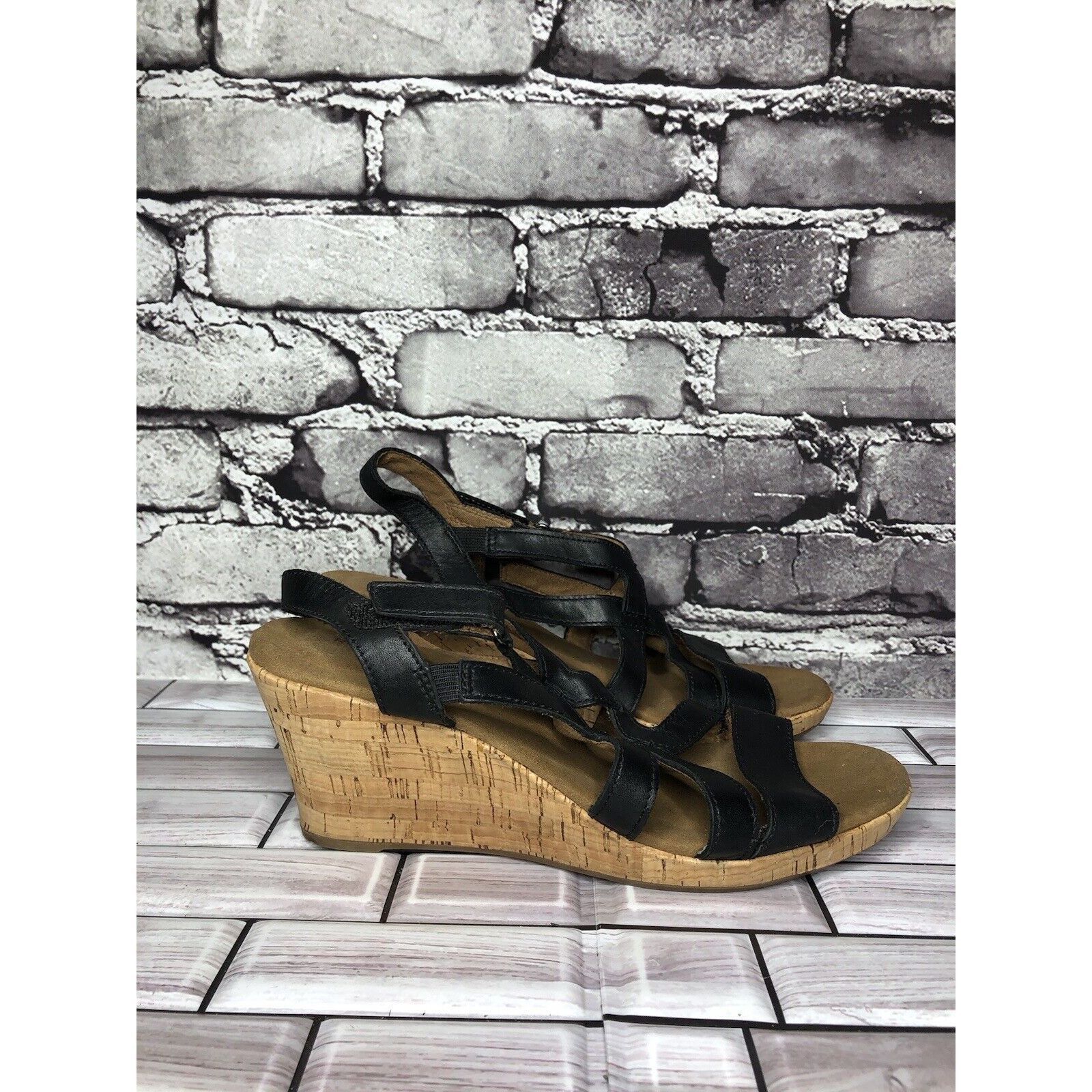 Rockport Rockport Black Leather Casual Cork Wedge Strappy Sandals Wom Size US 8.5 / IT 38.5 - 17 Thumbnail