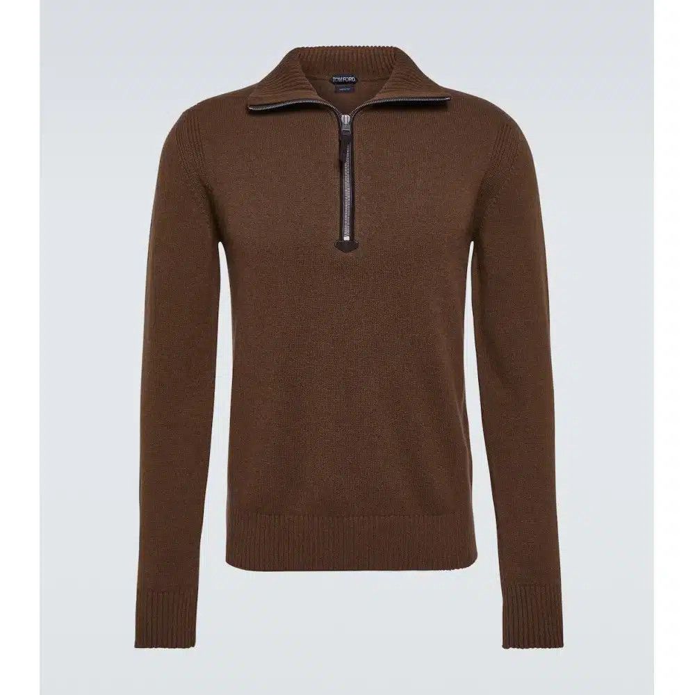 Tom Ford o1loc1c0325 KFL002 Cashmere Blend Half Zip Funnel Sweater Size US XL / EU 56 / 4 - 1 Thumbnail
