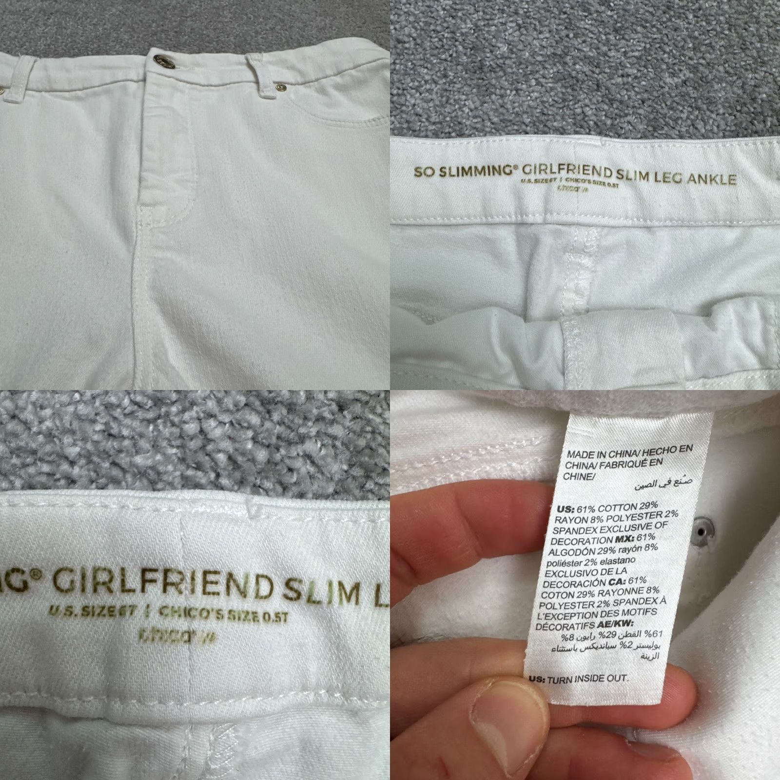 Vintage Chico's So Slimming Girlfriend Slim Leg Ankle Jeans Women 6 White 30x28 Denim Slimming 5-Pocket Style Jeans Womens Size 28" / US 6 / IT 42 - 8 Thumbnail