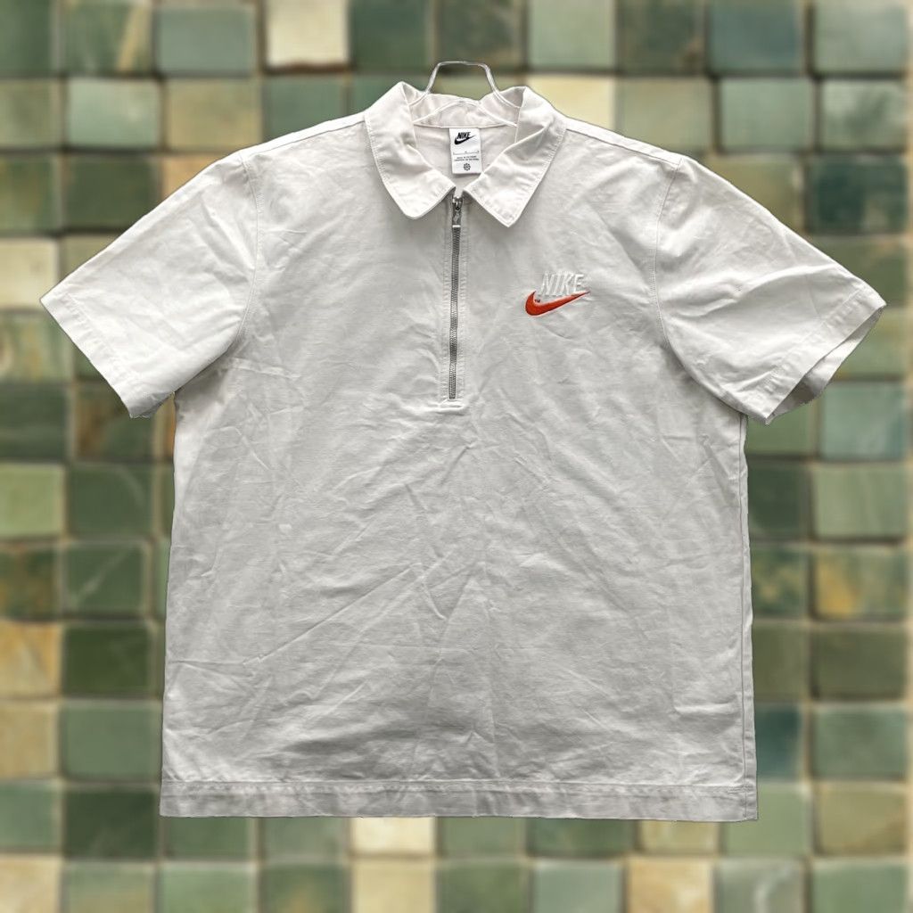 Nike Nike Polo Large Boxy Overshirt Heavy Canvas Retro 90s Sport Skate Y2k Streetwear Polo Shirt Mens L Ivory Size US L / EU 52-54 / 3 - 1 Thumbnail