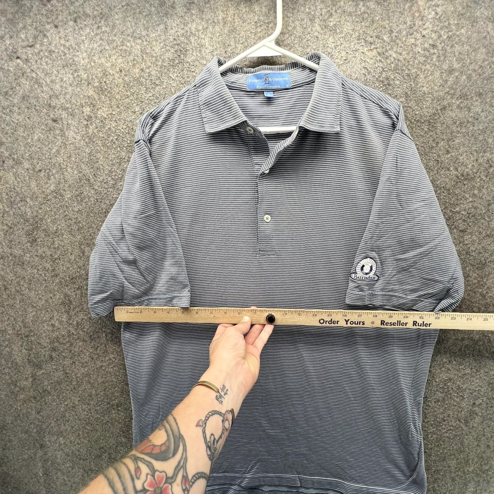 Vintage Fairway & Greene Polo Shirt Mens L Blue Stripe Pureformance Golf Shirt Size US L / EU 52-54 / 3 - 4 Thumbnail
