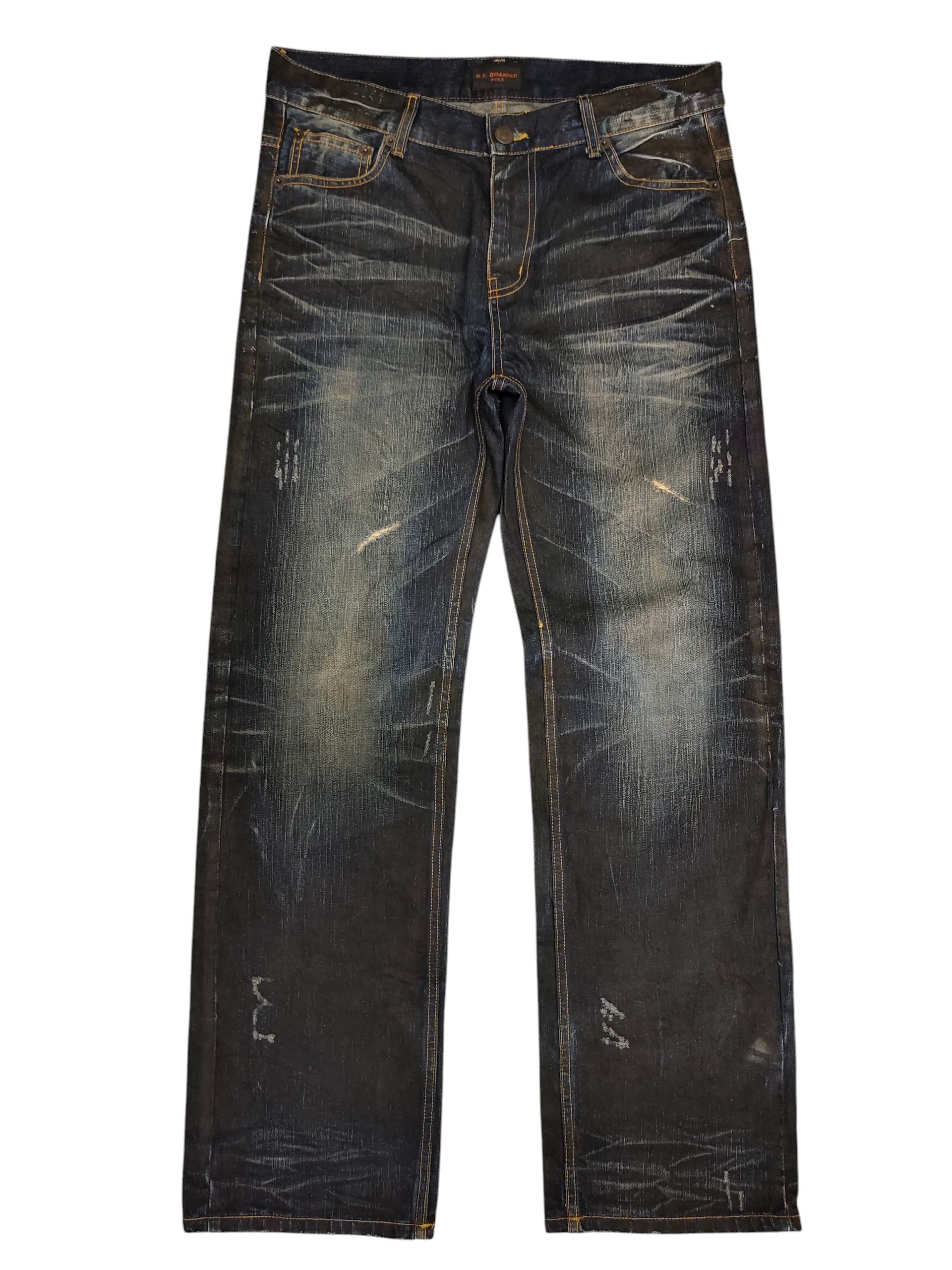 Number (N)ine × Undercover Vintage Boarder Japan Waxed Clawmark Distress Jeans Size US 34 / EU 50 - 1 Thumbnail