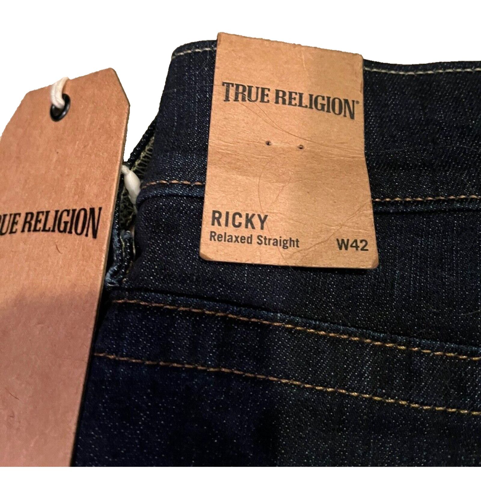 True Religion True Religion Ricky Straight Jeans Wanted Man Dark 42x34 Size US 42 / EU 58 - 13 Thumbnail