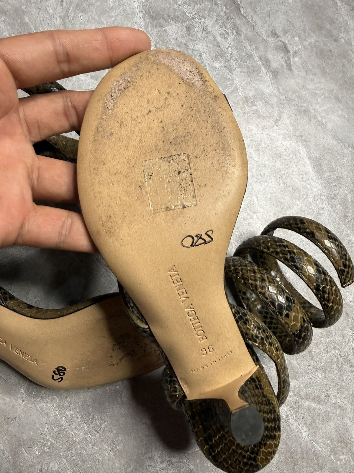 Bottega Veneta Bottega Python Printed Calf Leather Spiral Sandals Size US 6 / IT 36 - 9 Thumbnail