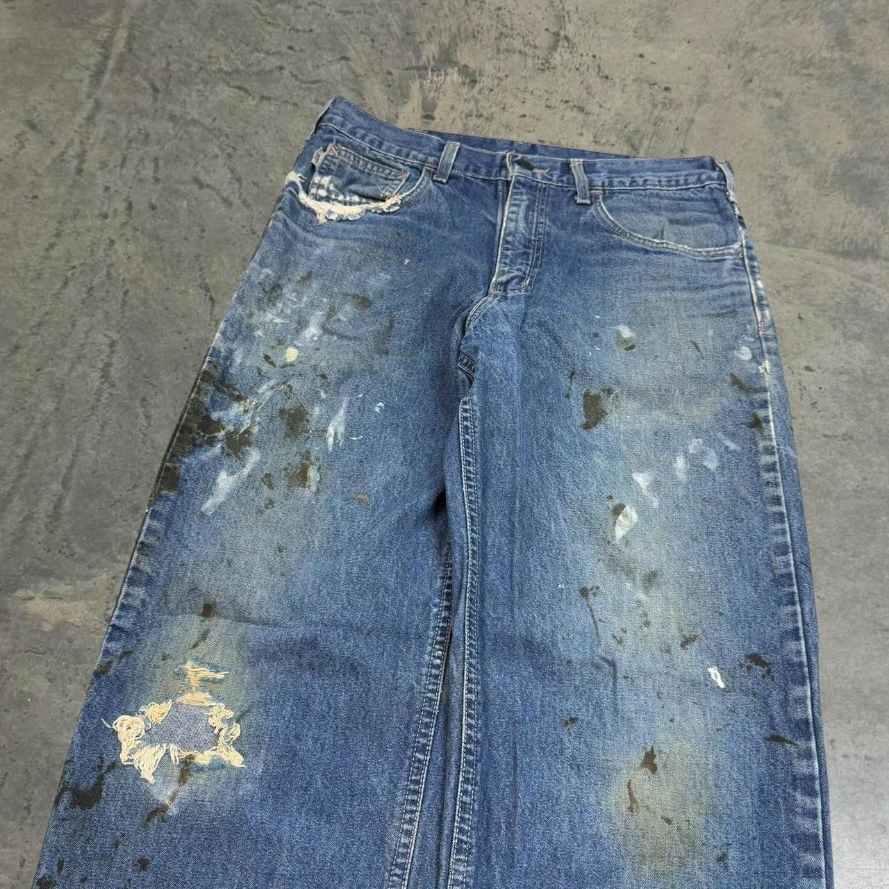 Carhartt × Vintage Vintage Y2K Carhartt Distressed Blue Jeans Size US 32 / EU 48 - 2 Thumbnail