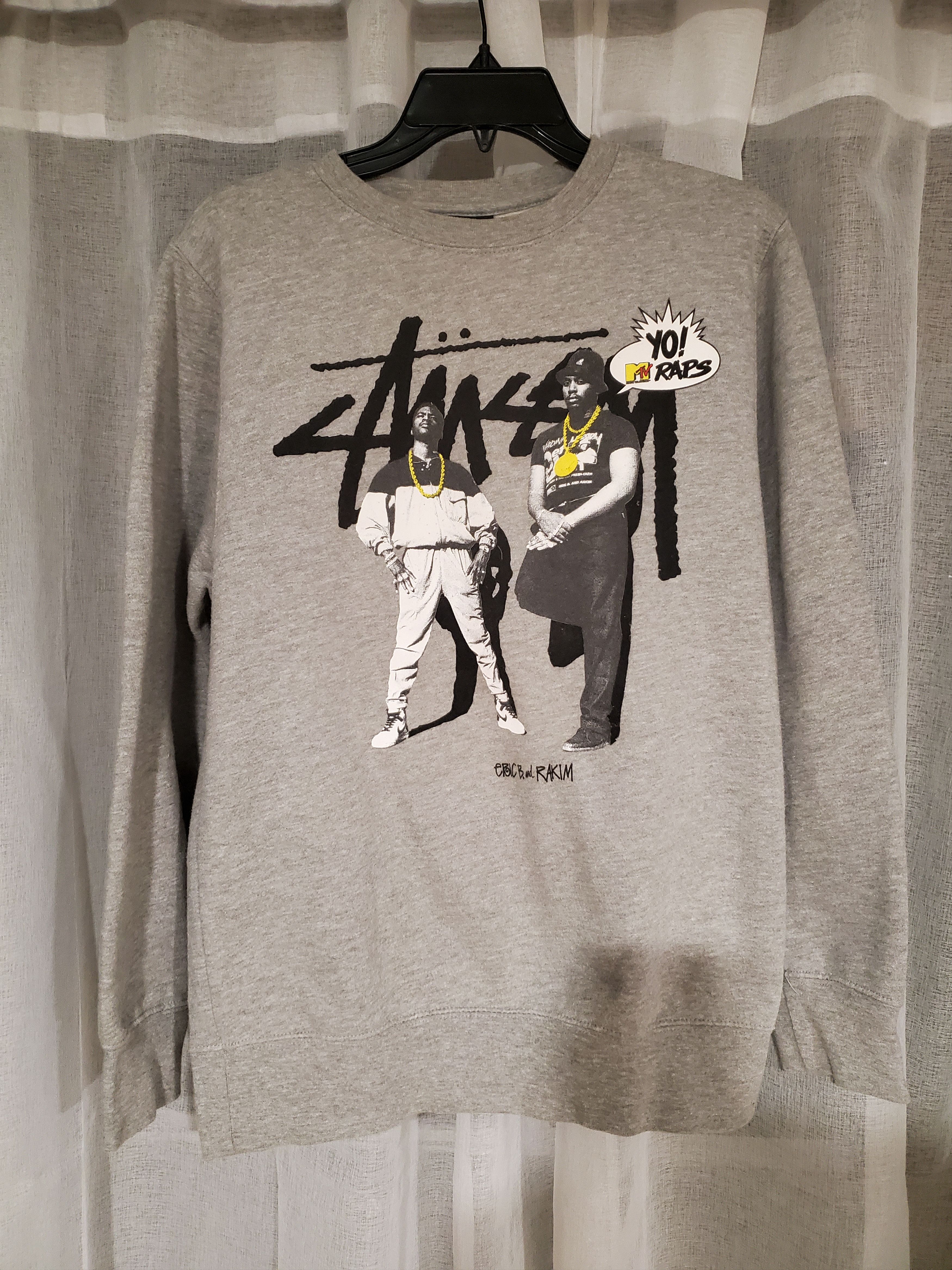 image of Rap Tees x Stussy Yo! Mtv Raps Eric B & Rakim Crewneck Sweatshirt in Grey, Men's (Size Small)