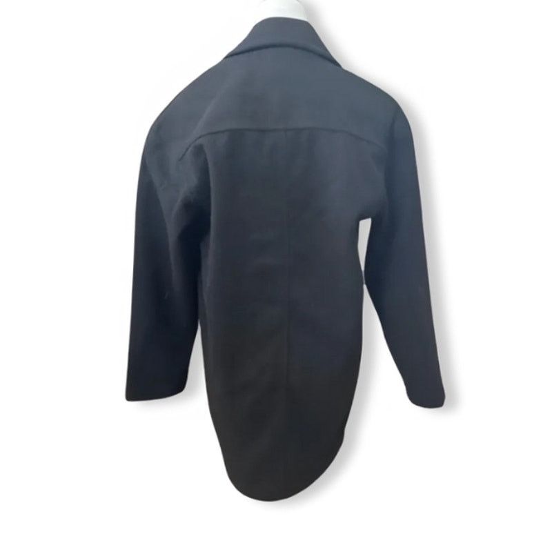 Topshop Topshop Midi Pea Coat Double Notched Lapel Black Women's 2 Size XS / US 0-2 / IT 36-38 - 4 Thumbnail
