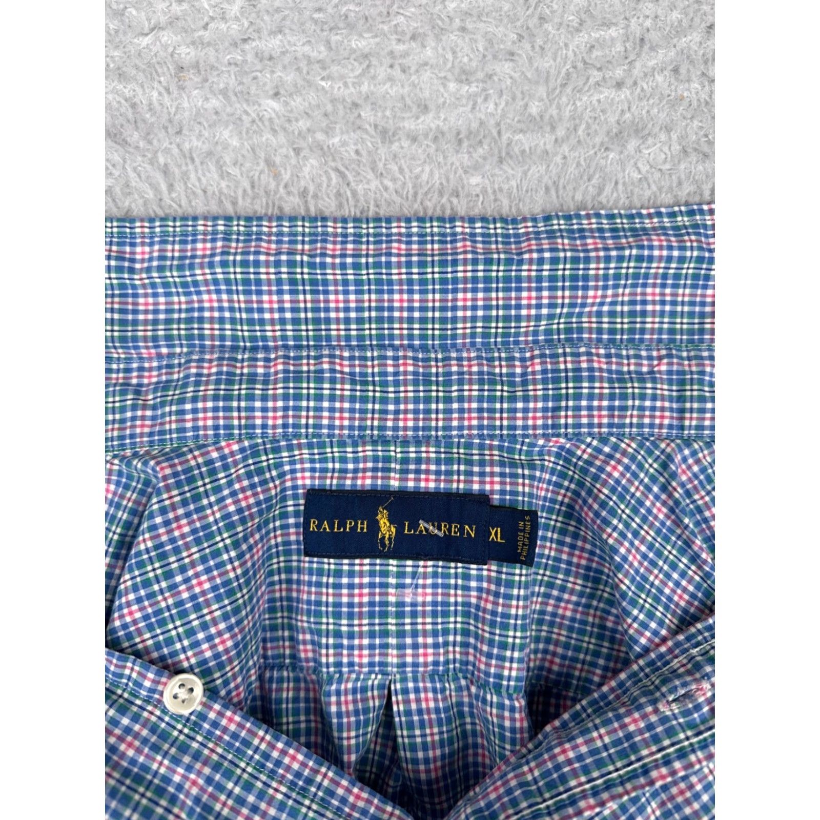 Polo Ralph Lauren VINTAGE Polo Ralph Lauren Shirt Men XL Blue Plaid Button-Up Cotton Long Sleeve Casual Workwear 90s Camping Outdoor American Mens Size US XL / EU 56 / 4 - 3 Thumbnail