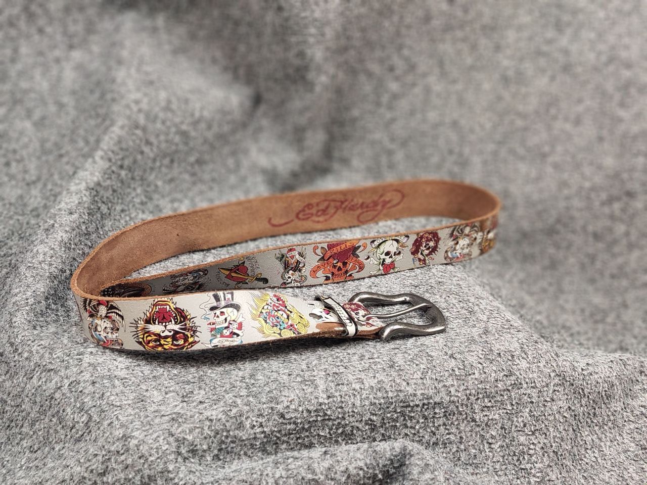 Ed Hardy Vintage Ed Hardy Multi Logo Brown Leather Belt Y2K Style Size ONE SIZE - 8 Thumbnail