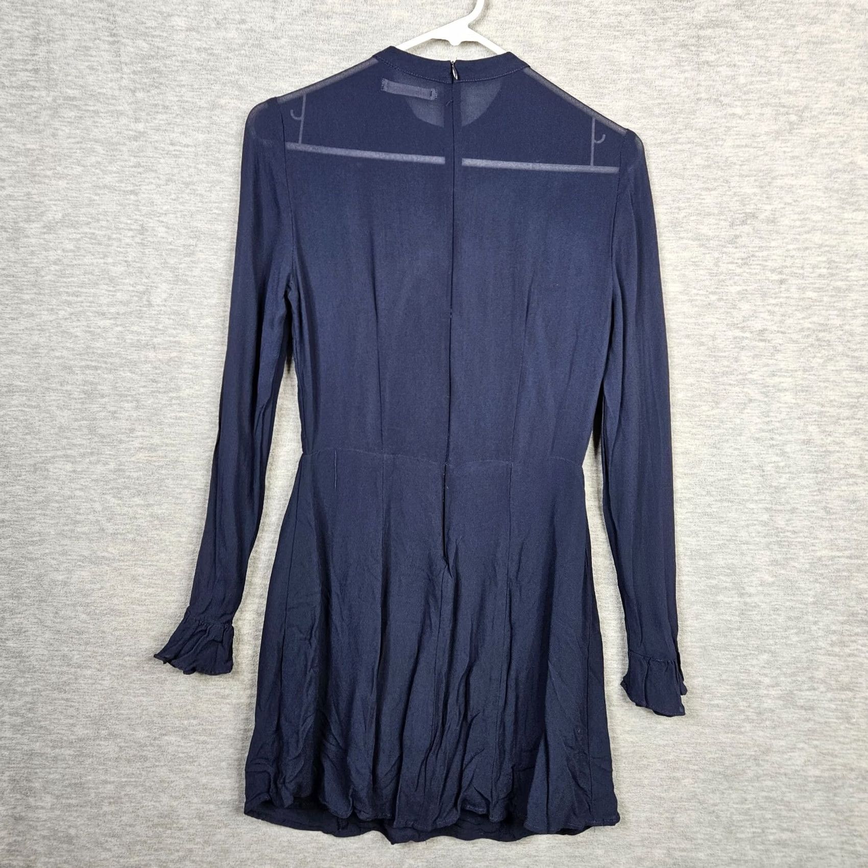 Reformation Reformation Fox Tie Neck Women’s Blue Long Sleeve Mini Dress Size 8 Size M / US 6-8 / IT 42-44 - 3 Thumbnail