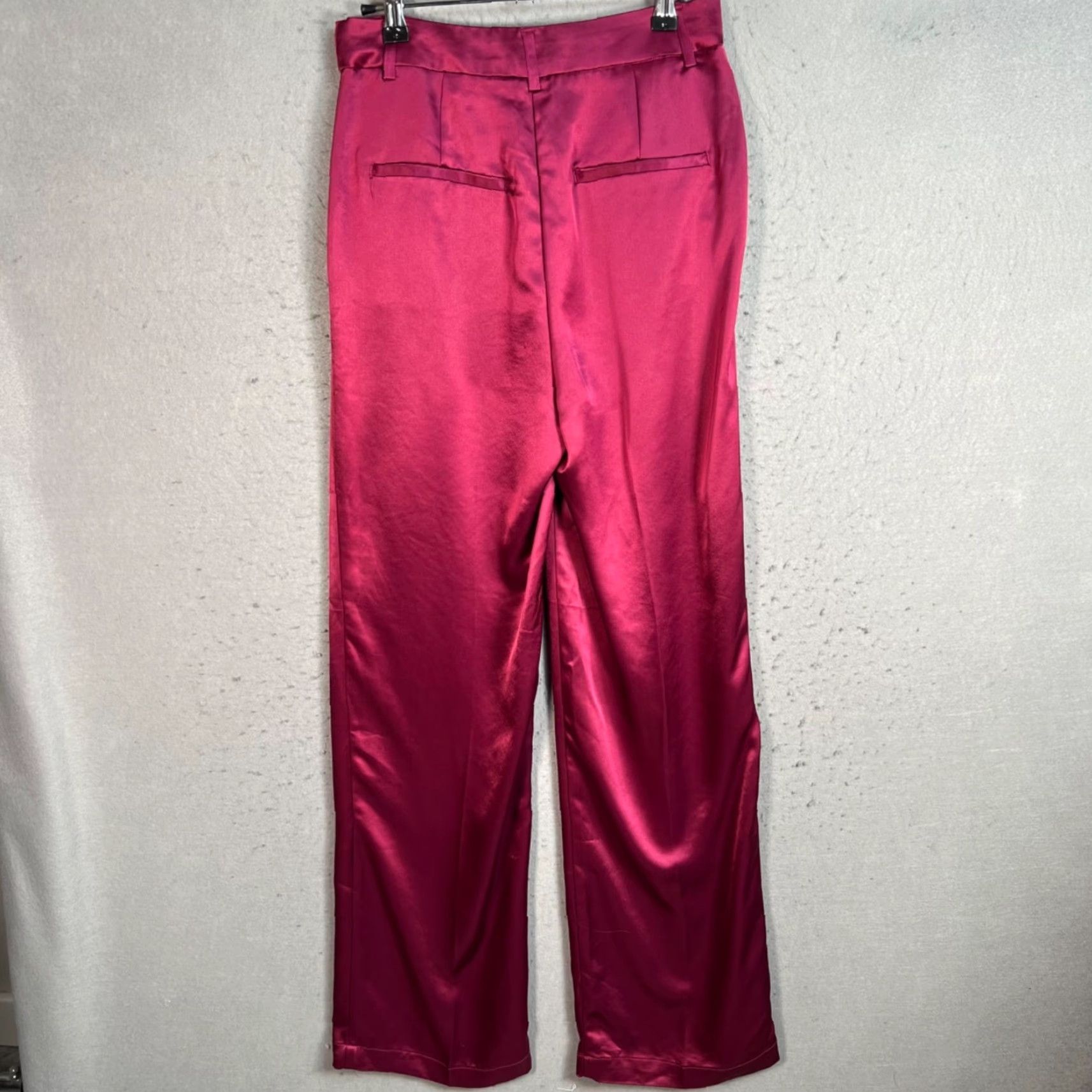 House of Harlow VINTAGE House of Harlow 1960 Womens Pants Burgundy Satin Wide-Leg Adult Womens 2 Dress Pants with Pockets Size 26" / US 2 / IT 38 - 2 Thumbnail