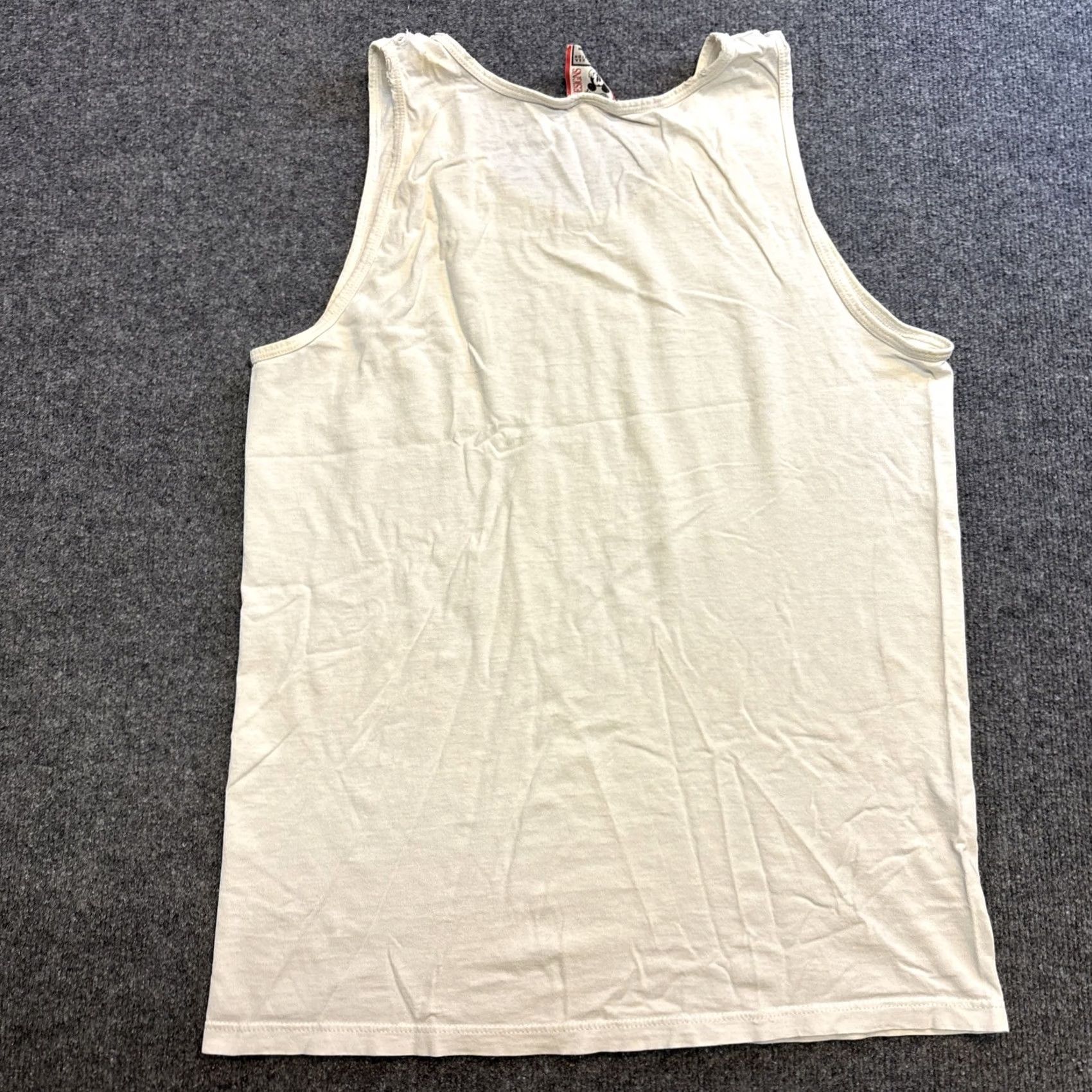 Disney VINTAGE Walt Disney Tank Top White USA Mens L Mickey Mouse Crew Neck Sleeveless Cotton 80’s Disney Designs USA Theme Mens Vintage Size US L / EU 52-54 / 3 - 5 Thumbnail