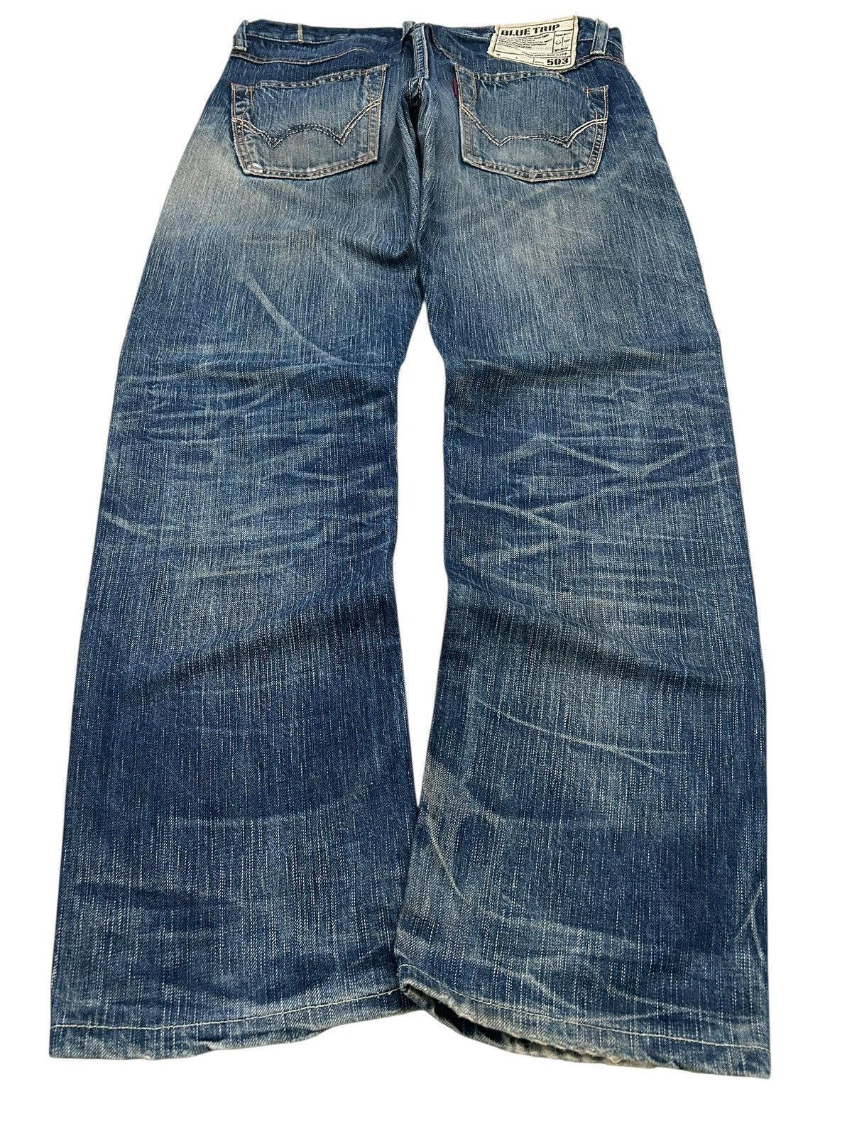 Le Grande Bleu (L.G.B.) Vintage Edwin Japan 503 Blue Trip Slim Whisker Washed Size US 32 / EU 48 - 2 Thumbnail