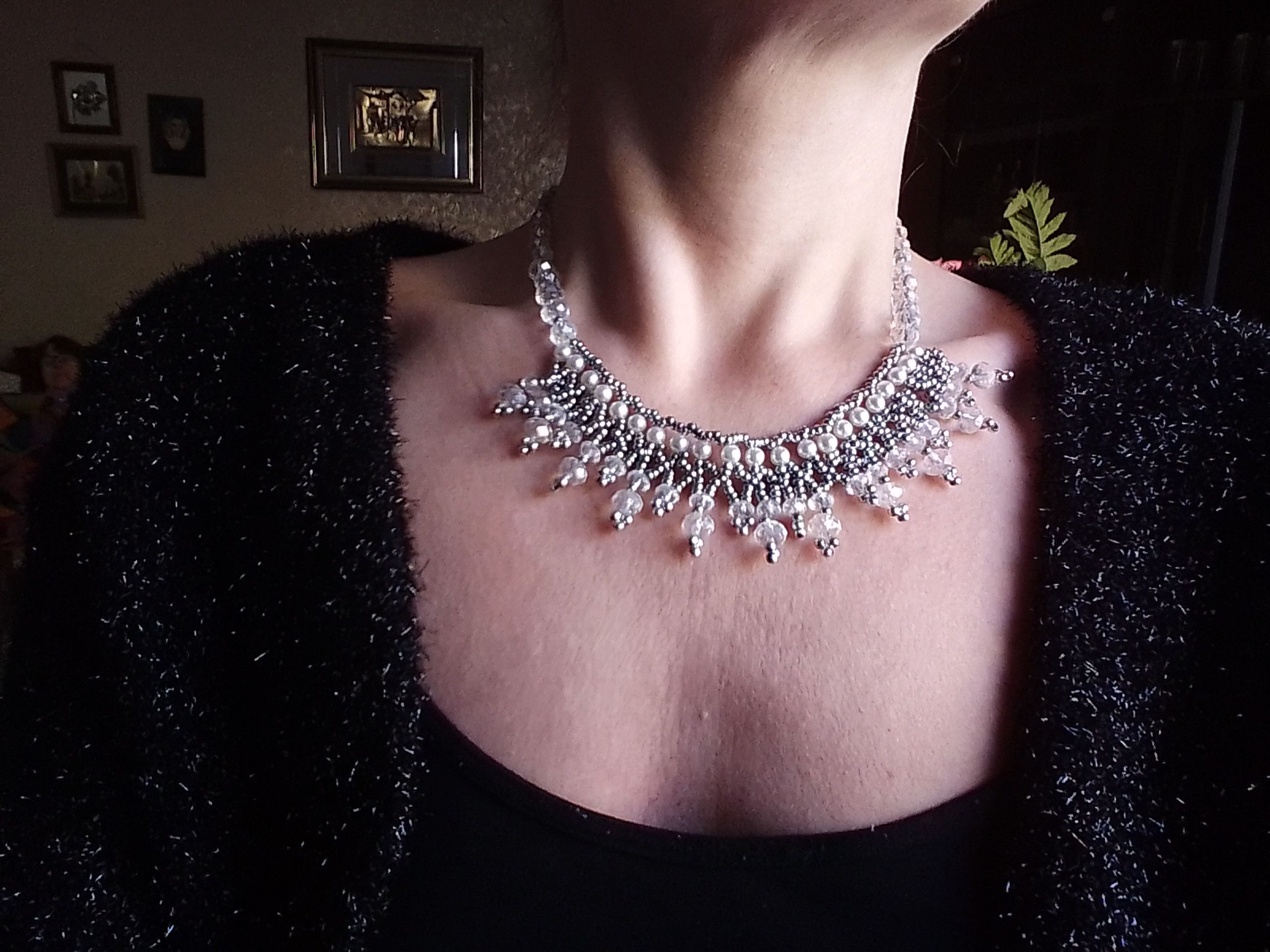 Handmade Necklace. Crystal, Elegant, Wedding. Pearls. Netted Size ONE SIZE - 3 Thumbnail