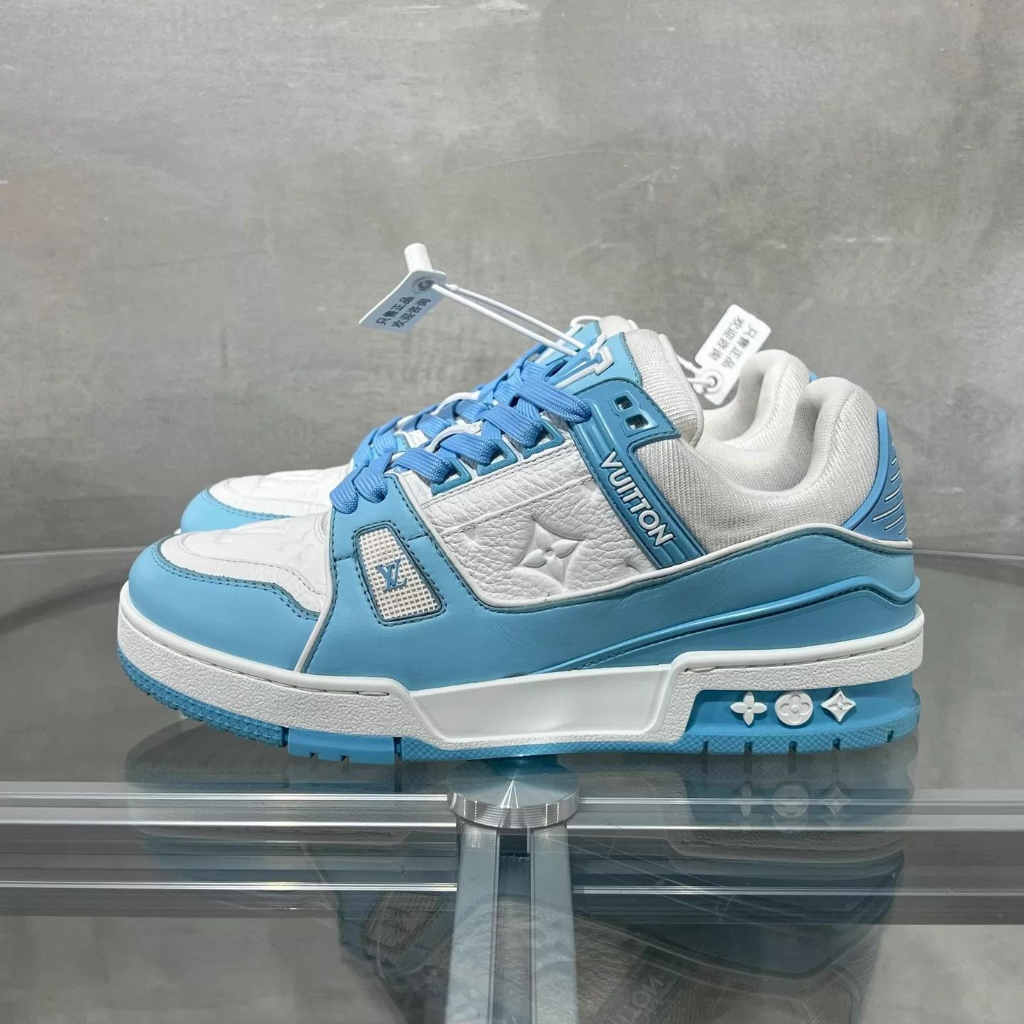Louis Vuitton LV Trainer women's white and blue UK3 Size US 6.5 / IT 36.5 - 3 Thumbnail