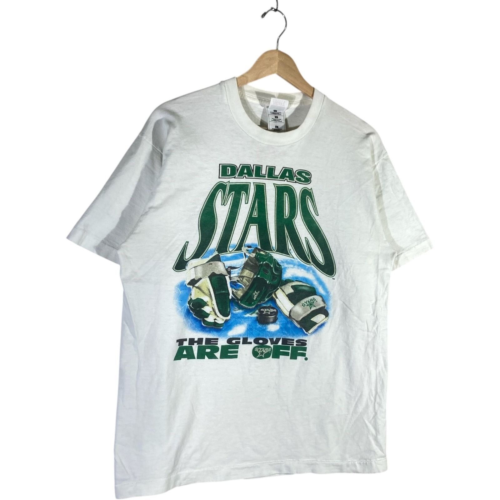 Fruit Of The Loom Vintage Dallas Stars "The Gloves Are Off." NHL Tee L Size US L / EU 52-54 / 3 - 4 Thumbnail