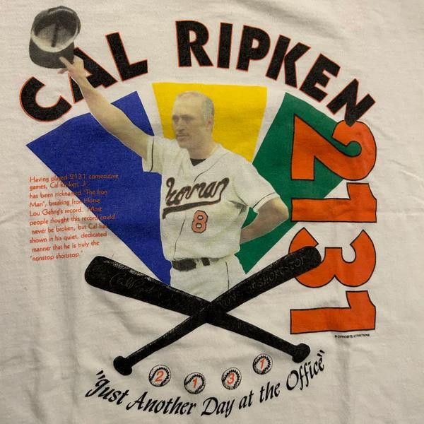 Designer VTG T-shirt Cal Ripken Jr 2131 Most Games Played Gehrig L Size US L / EU 52-54 / 3 - 3 Thumbnail