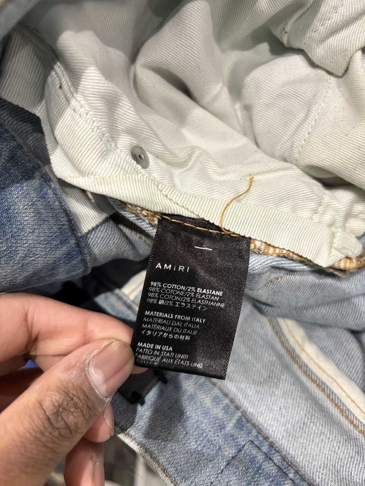 Amiri Amiri MX1 Distressed Bandana Jeans Blue Size: 29 Size US 29 - 4 Thumbnail