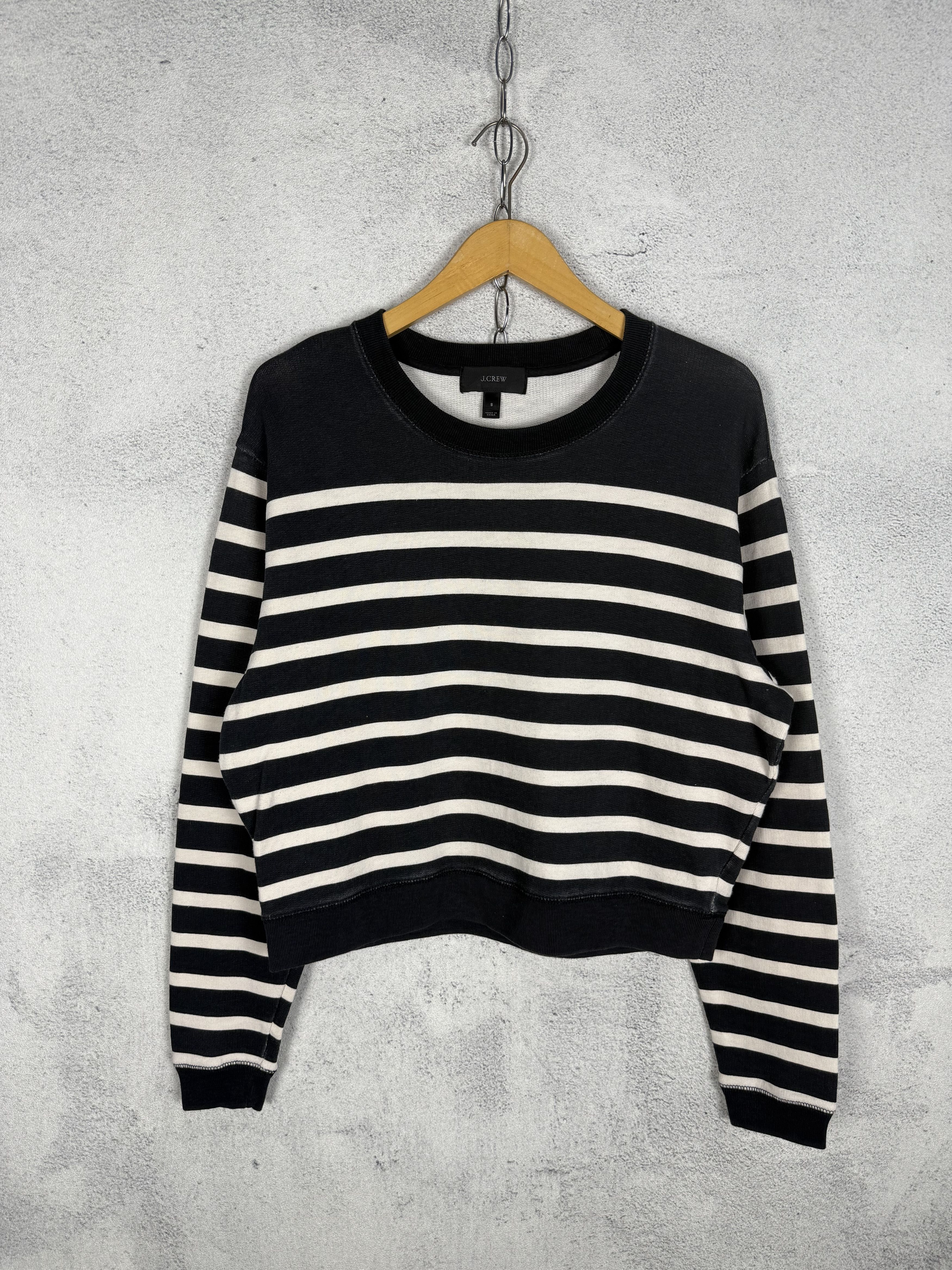 J.Crew J. Crew Crop Stripe Sweatshirt Size S / US 4 / IT 40 - 1 Thumbnail