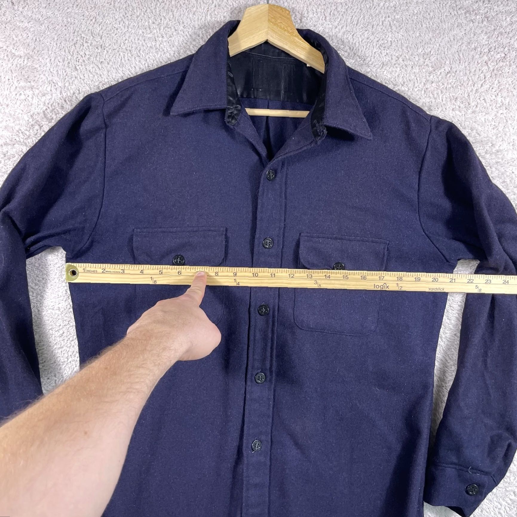 Vintage VINTAGE Unbranded CPO Flannel Shirt Men’s Medium 15-15.5 Navy Blue Military 60's Wool 70's Button-Up 60s Wool Flannel Pockets Size US M / EU 48-50 / 2 - 6 Thumbnail
