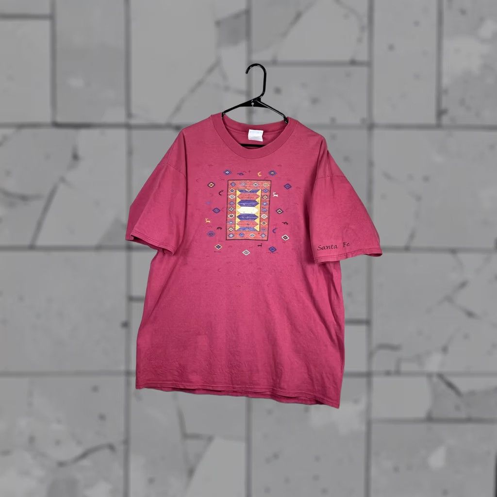 Hanes VINTAGE Hanes Beefy-T Santa Fe Southwest Shirt Mens XL Pink Graphic 90s Size US XL / EU 56 / 4 - 1 Thumbnail