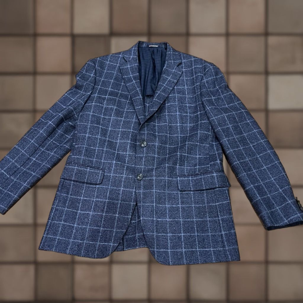 Hart Schaffner Marx Hart Schaffner Marx Sport Coat Blue Plaid 2 Button Single-Breasted Mens 44L USA Size US S / EU 44-46 / 1 - 1 Thumbnail
