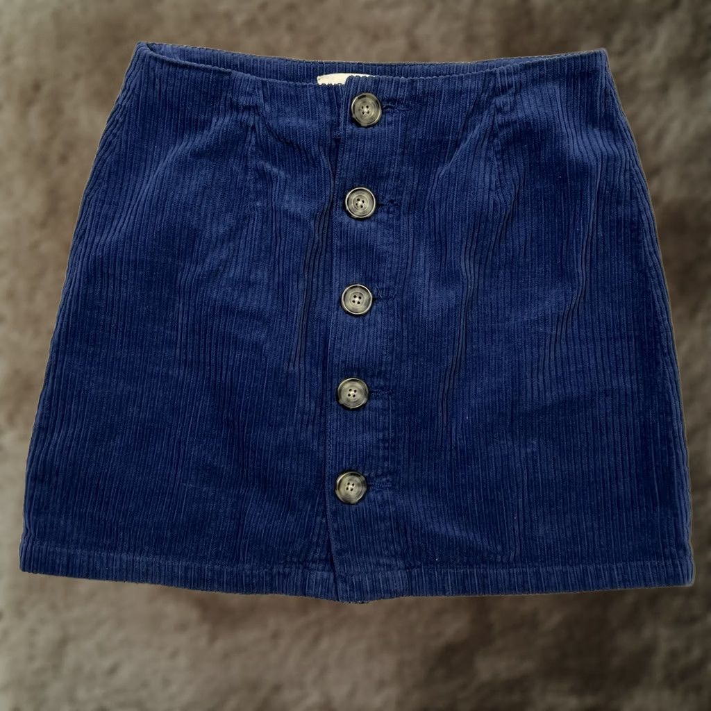 Pacsun Pacsun Corduroy Mini Skirt Women’s 24 Navy Blue Button Front Y2K Streetwear (Juniors) Womens Size 42" / US 20 - 1 Thumbnail