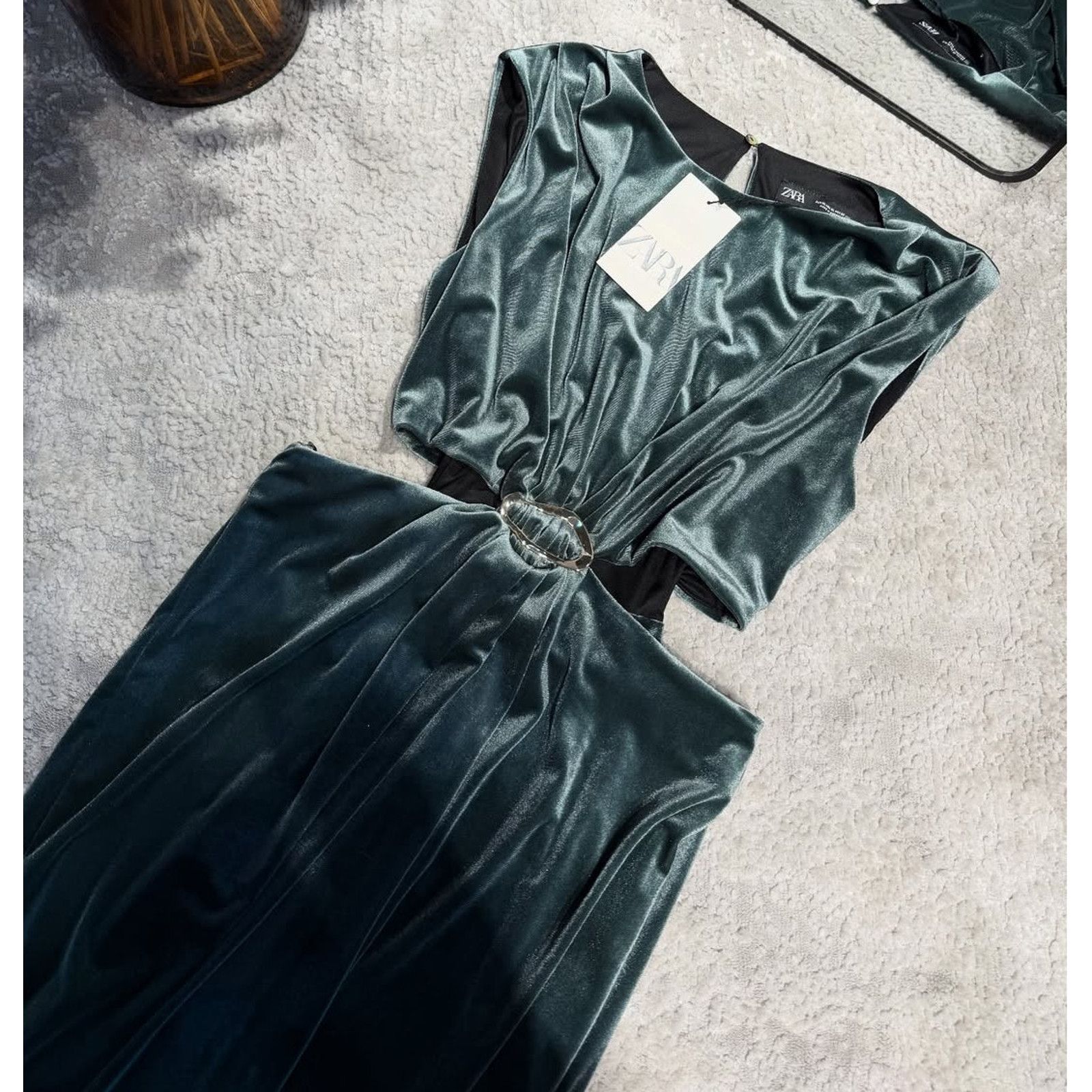 zara green taffeta dress ZARA. Total satin green look Ts – Hibuy market main image 1