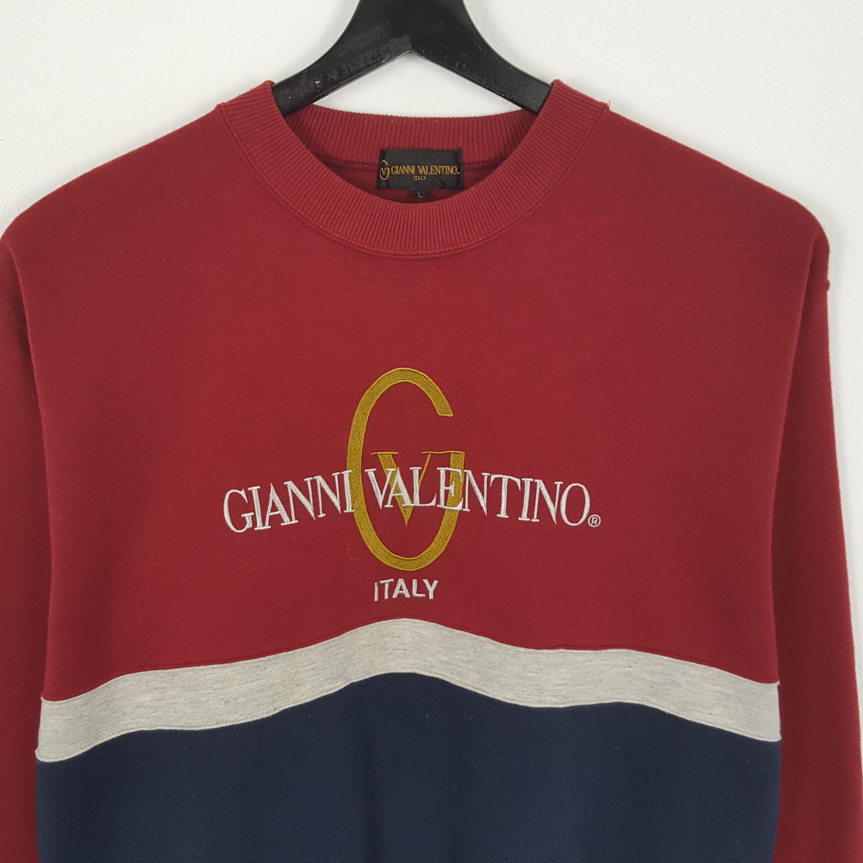 Vintage GIANNI VALENTINO ITALY Center Design Sweatshirt Size US L / EU 52-54 / 3 - 2 Thumbnail