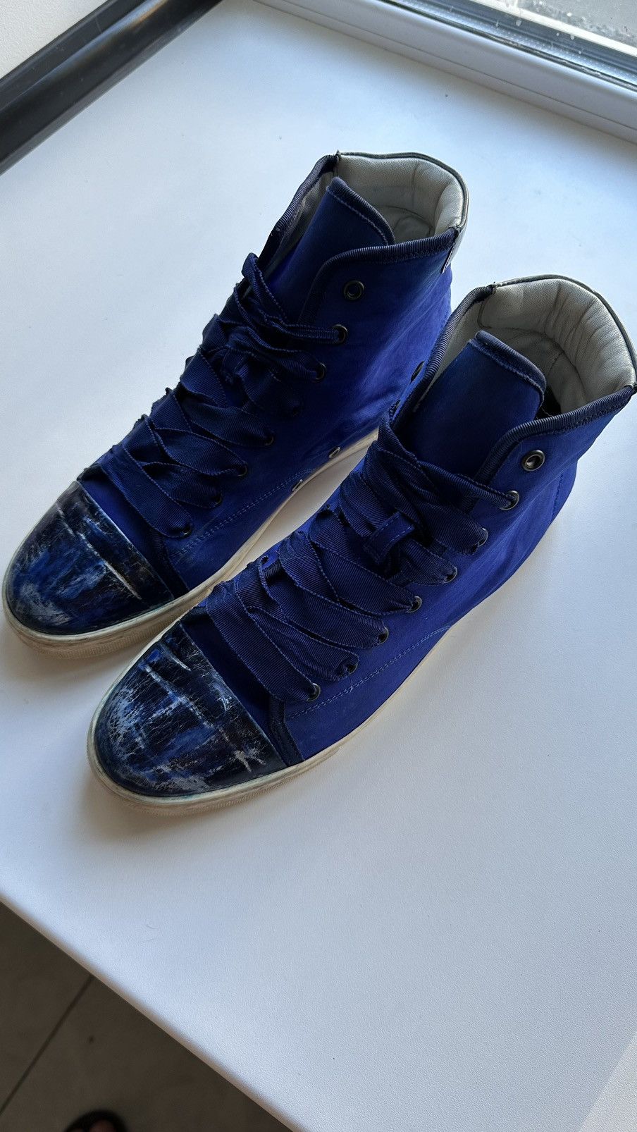 Lanvin Lanvin Nylon & Leather Blue High Top Sneakers Italy Size 41 Size US 8 / EU 41 - 3 Thumbnail