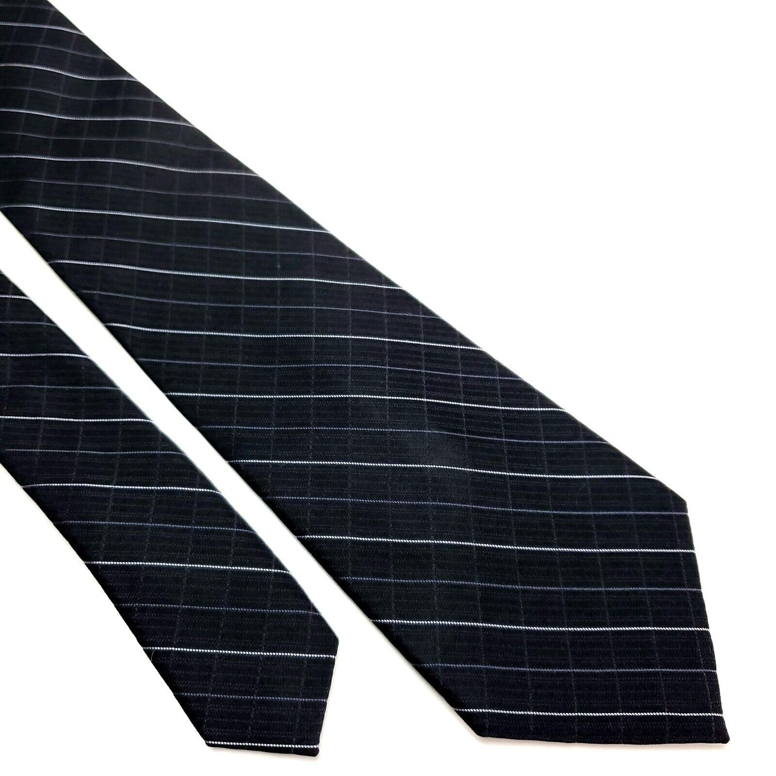 Calvin Klein Calvin Klein Silk Tie Woven Black White Plaid Extra Short Sk Size ONE SIZE - 1 Thumbnail